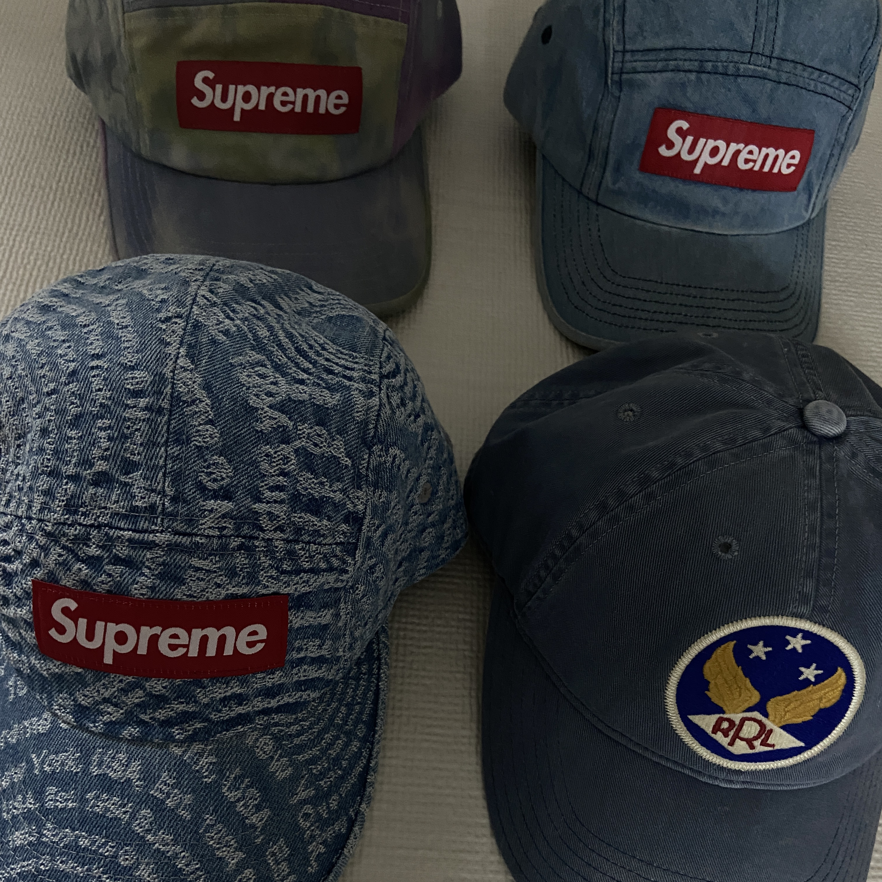 Supreme Washed Chino Twill Camp Cap Denim - 21FW, Supreme Washed Chino Twill Camp Cap Multi-Color - 21SS 착용 스타일