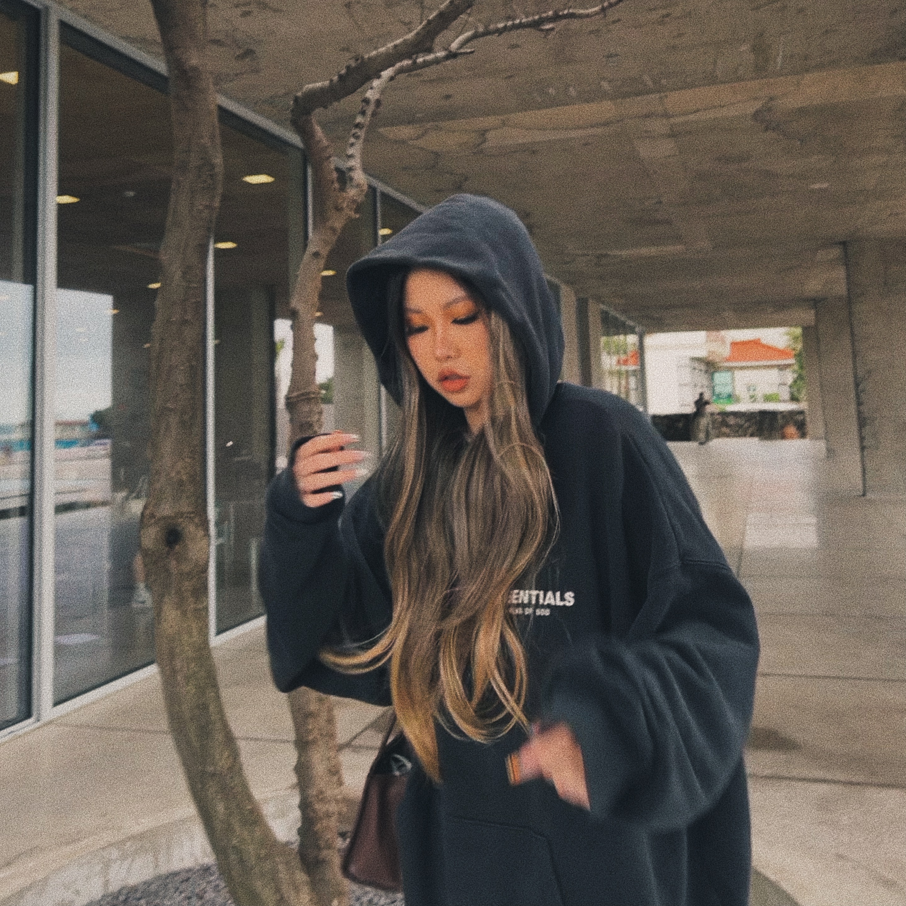 Essentials The Core Collection Pullover Hoodie Black, Telfar Small Shopping Bag Chocolate 착용 스타일