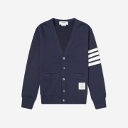 Thom Browne Loopback Jersey 4-Bar Cardigan Navy