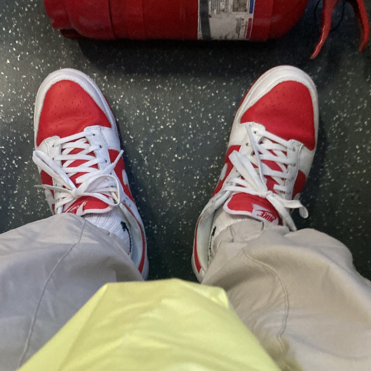 Nike Dunk Low Retro Championship Red 착용 스타일