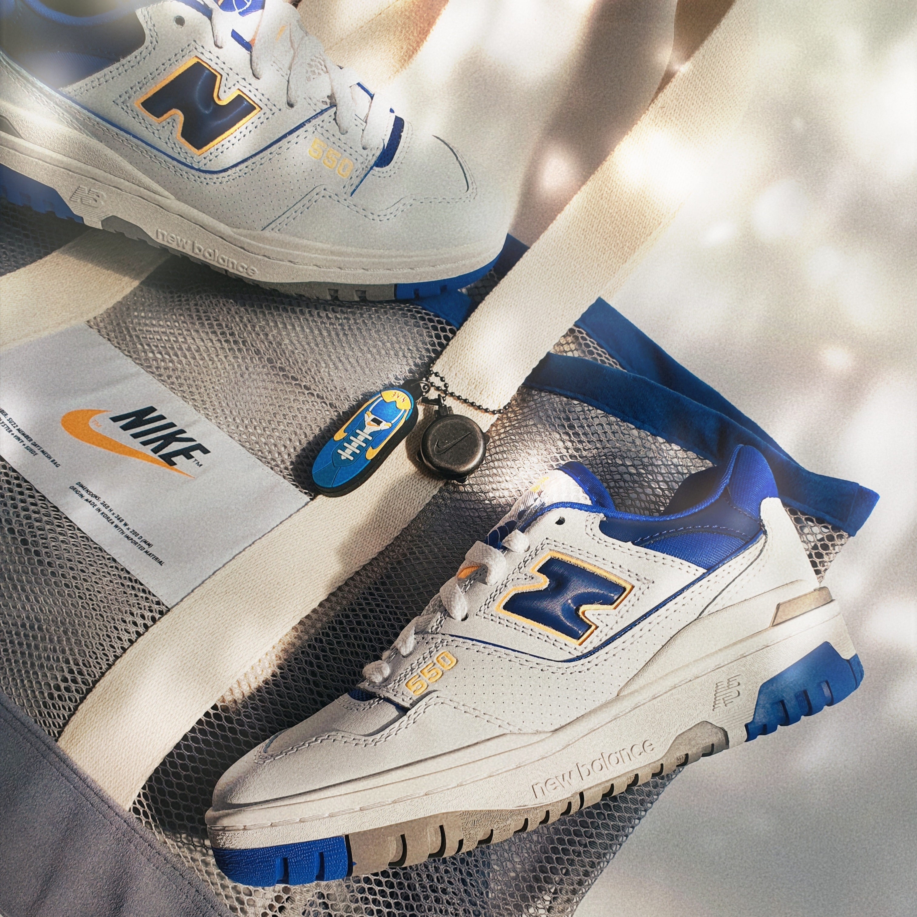 New Balance 550 White Infinity Blue - D Standard, Nike Member Days Summer Mesh Bag 착용 스타일