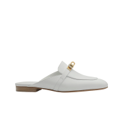 (W) Hermes Oz Mule Calfskin & Permabrass Blanc