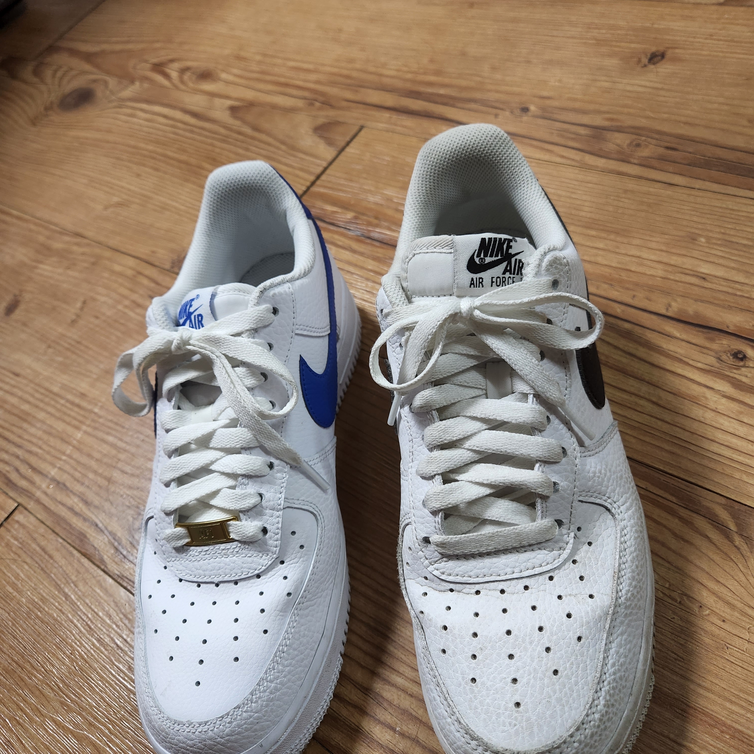 Nike Air Force 1 '07 White Royal Blue, Nike Air Force 1 '07 White Black 착용 스타일