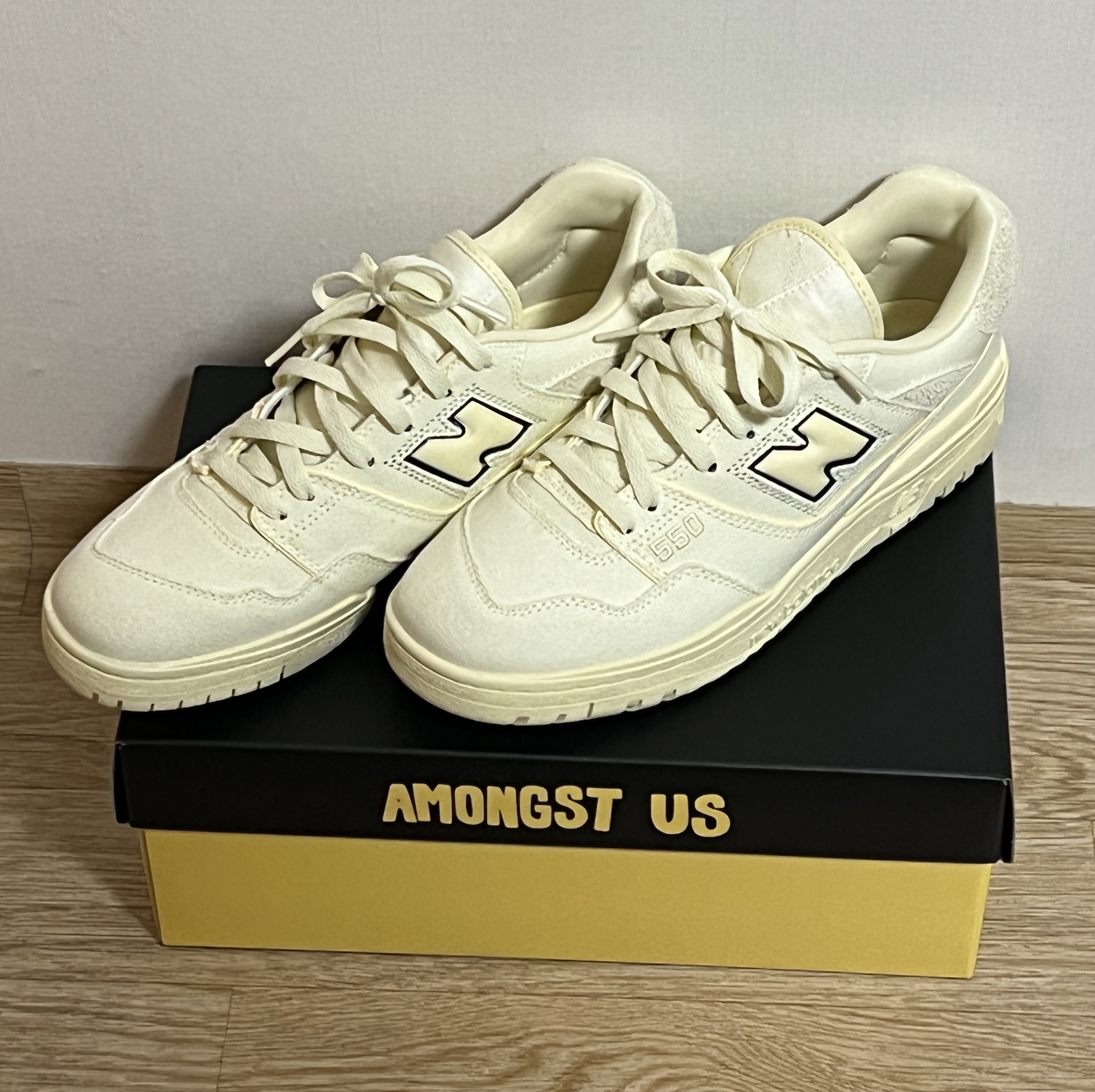 New Balance x Joe Freshgoods 550 Conversations Amongst Us Beige - D Standard, New Balance x Joe Freshgoods 550 Conversations Amongst Us Beige - 2E Wide 착용 스타일 - 1