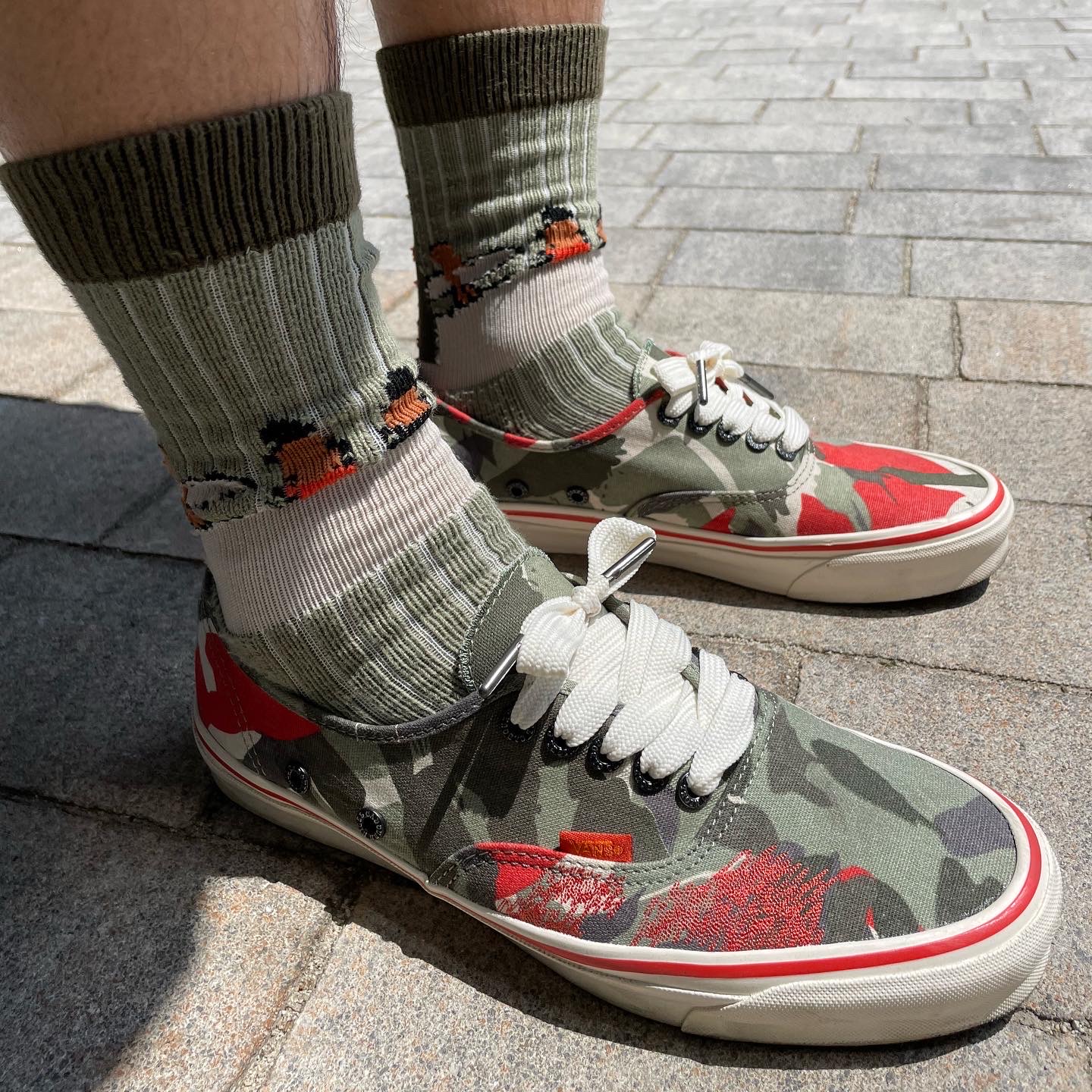 Vans Vault x Nigel Cabourn OG Authentic LX Army Green Camo 착용 스타일 - 3