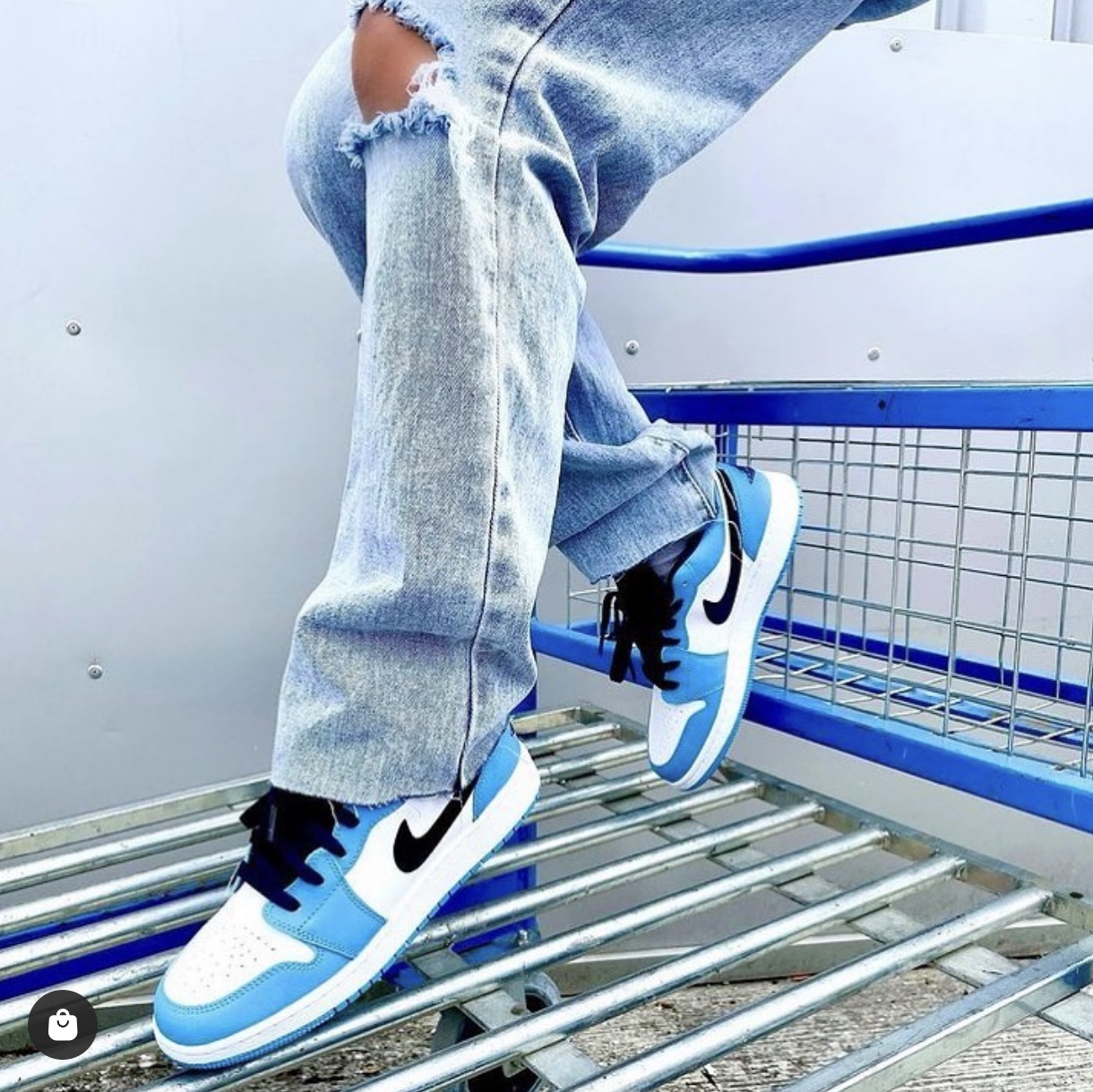 Jordan 1 Low Dark Powder Blue, (GS) Jordan 1 Low Dark Powder Blue 착용 스타일 - 4