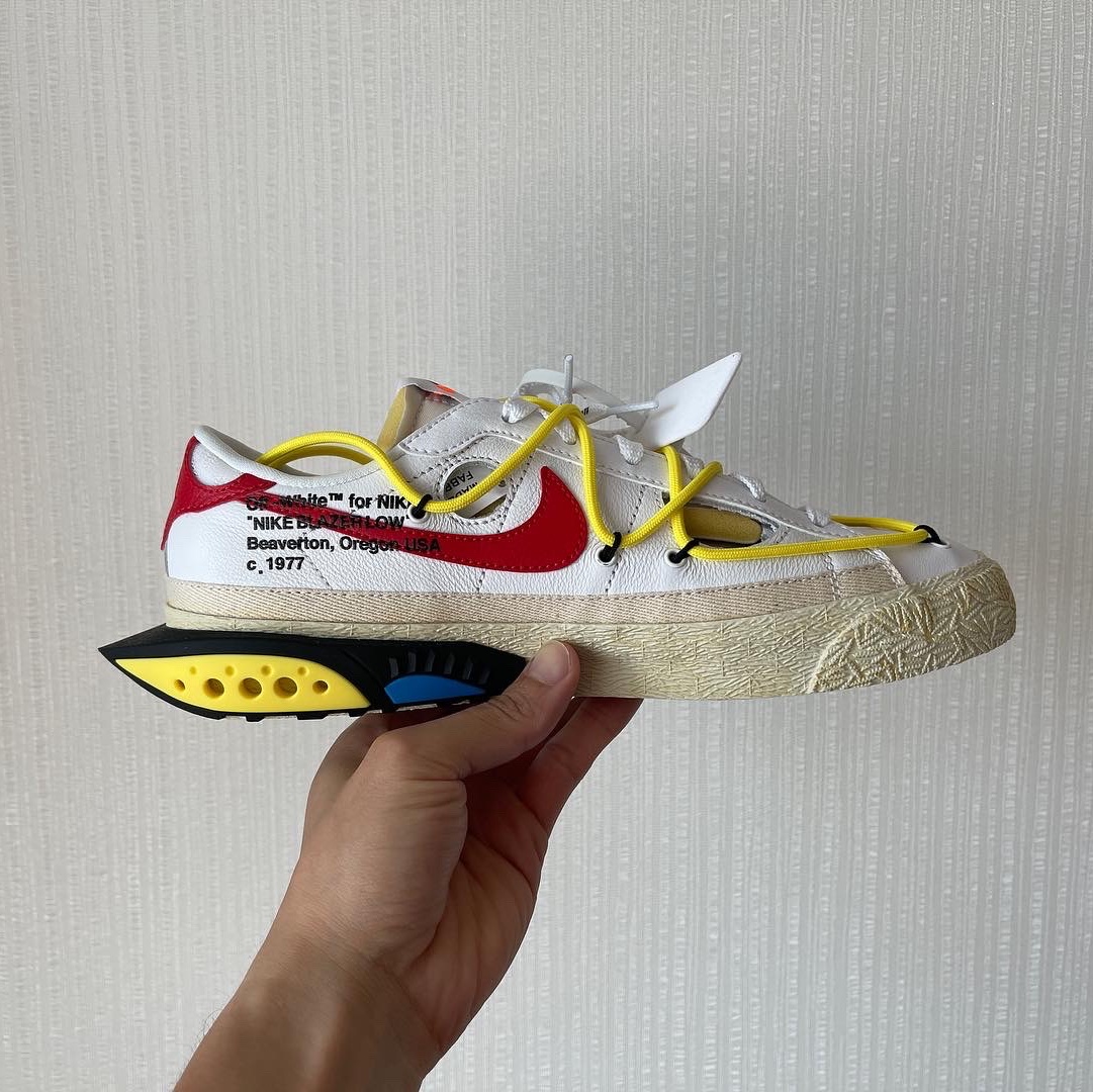 Nike x Off-White Blazer Low '77 White and University Red 착용 스타일 - 5