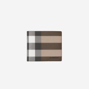 Burberry Check Leather International Bifold Wallet Dark Birch Brown