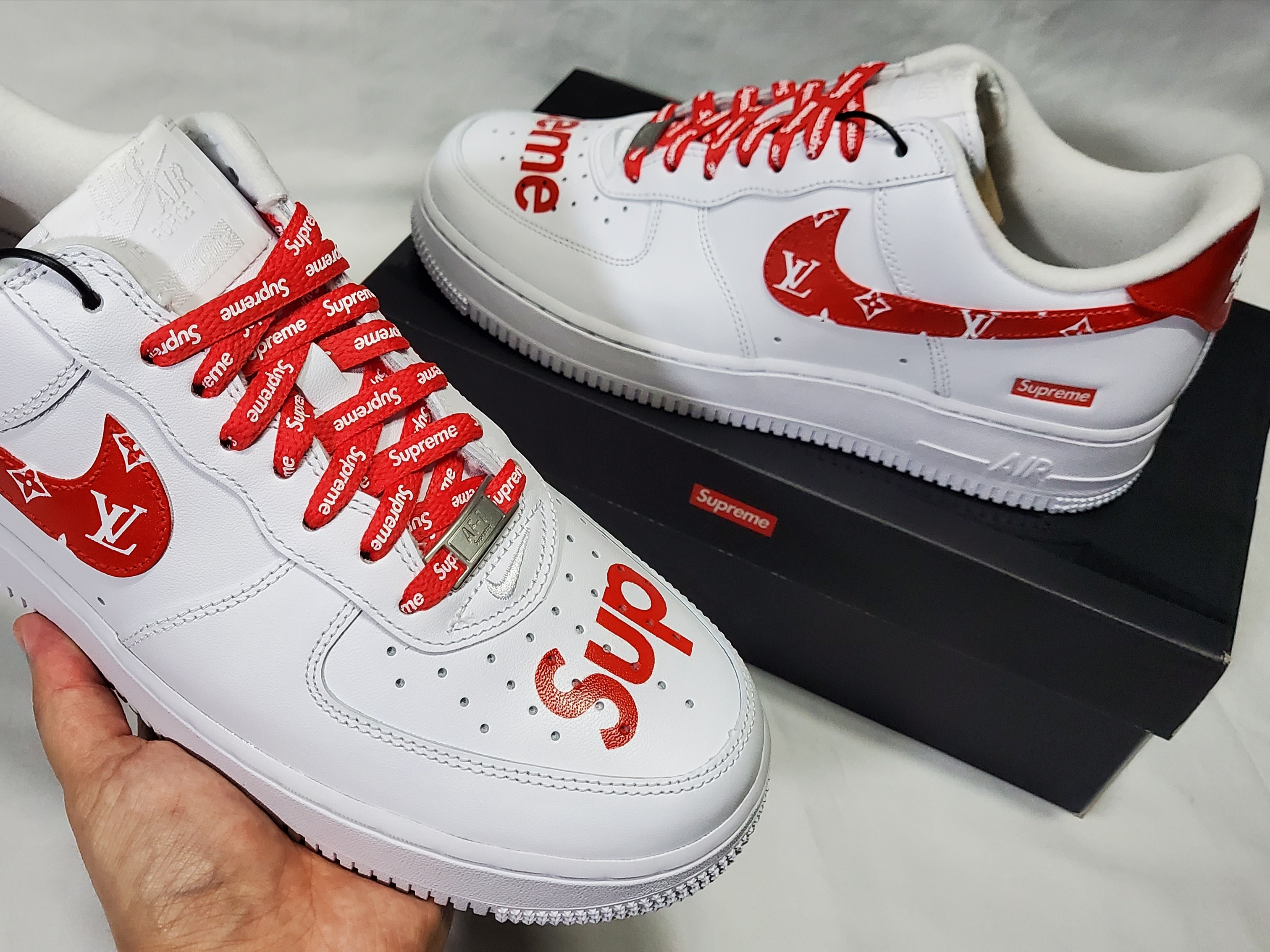 Nike x Supreme Air Force 1 Low White, Nike Air Force 1 '07 Low White 착용 스타일