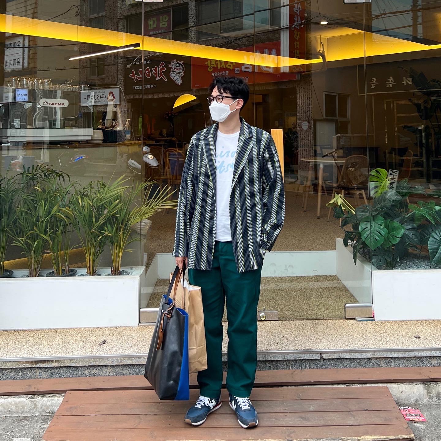 New Balance x Comme des Garcons Junya Watanabe Man Comp 100 Navy 착용 스타일