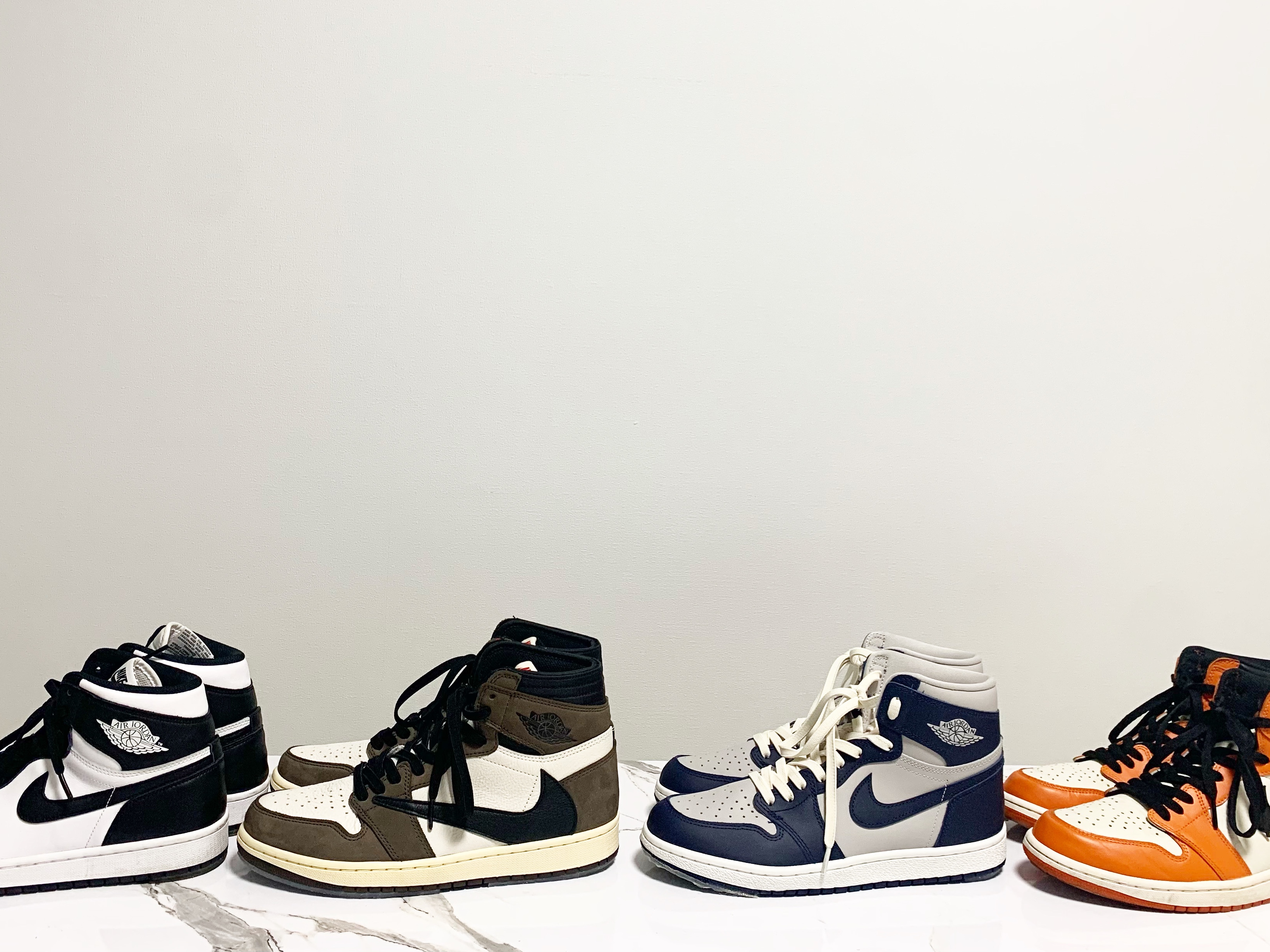Jordan 1 x Travis Scott Retro High OG SP Mocha, Jordan 1 Retro High OG Reverse Shattered Backboard 착용 스타일