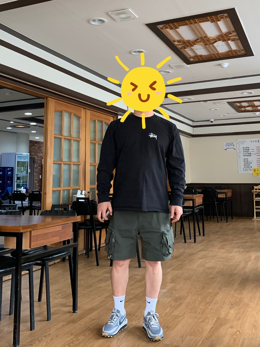 Nike x Sacai x Clot LDWaffle Cool Grey, Nike ACG Cargo Shorts Sequoia - Asia 착용 스타일 - 3