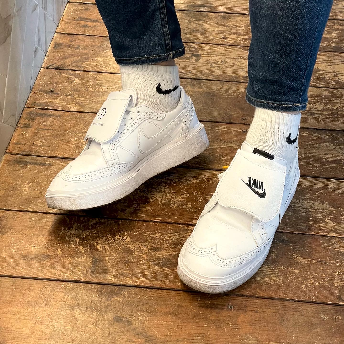 Nike x Peaceminusone Kwondo1 White 착용 스타일 - 3