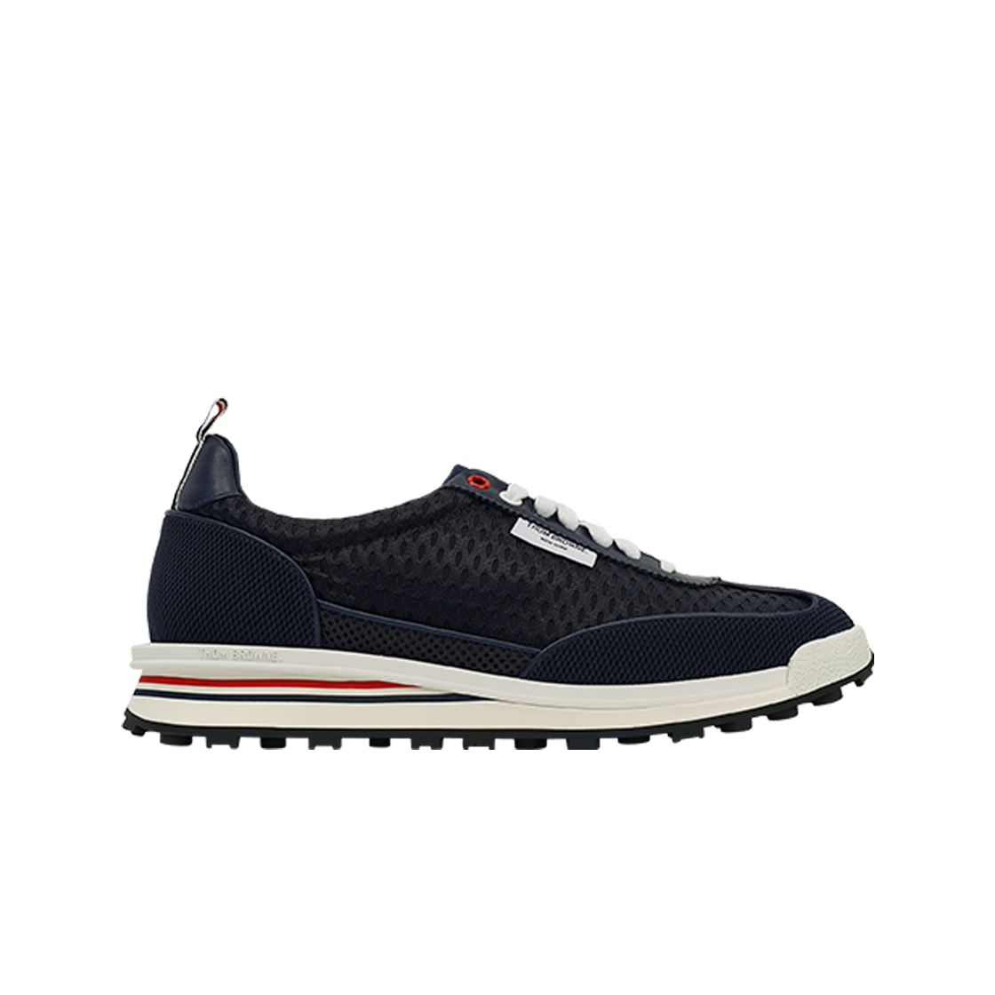 MFD228B-03193-415 Thom Browne Heavy Athletic Mesh Tech Runner Navy