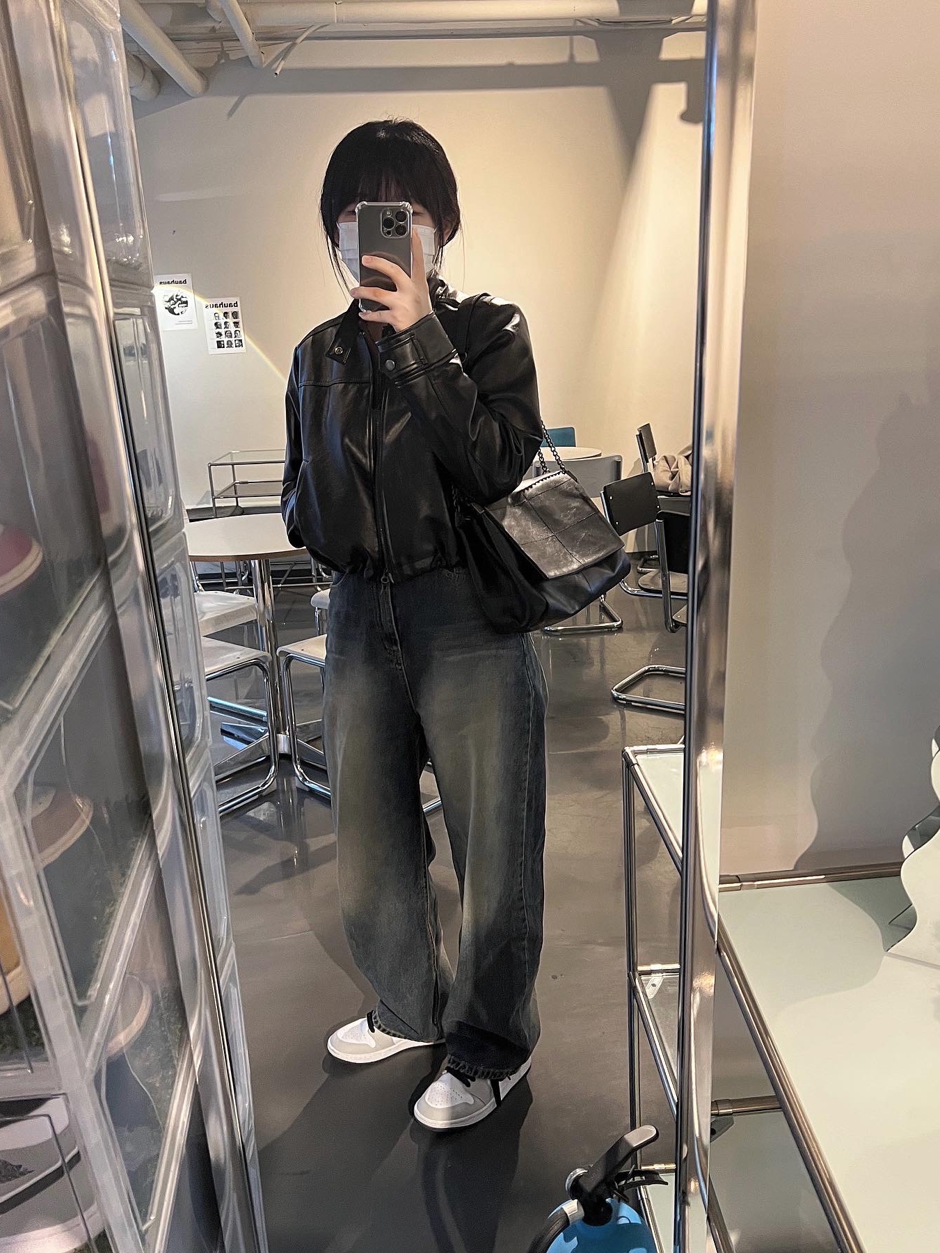 (W) Jordan 1 Mid Grey Fog 착용 스타일 - 4