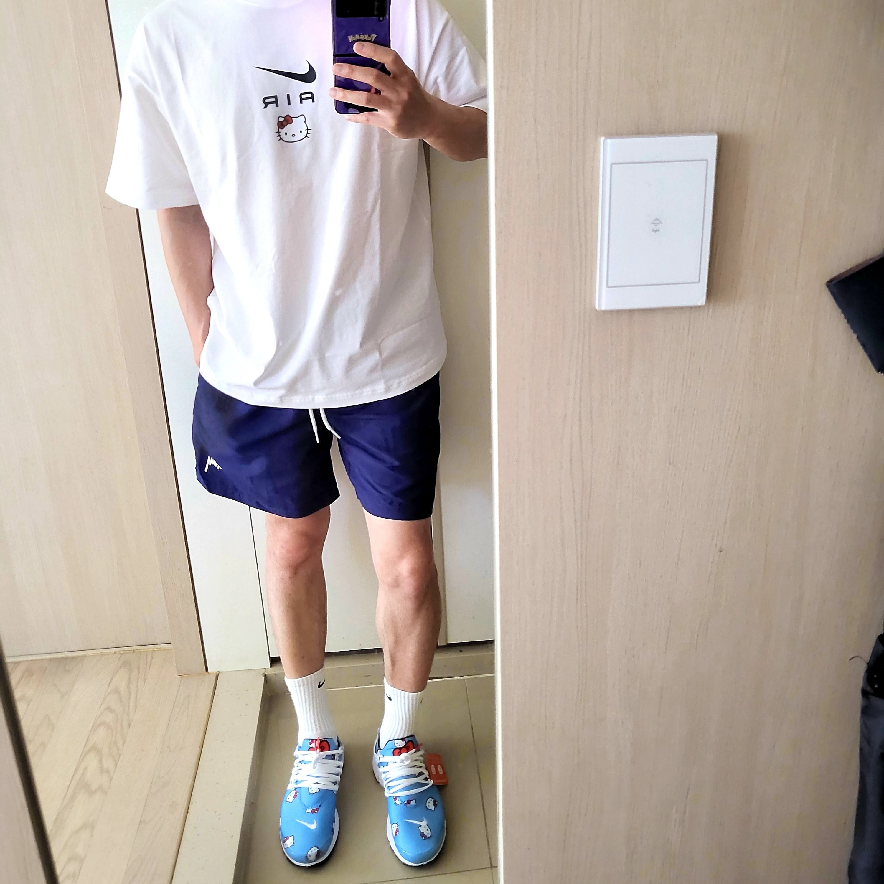 Nike x Hello Kitty NRG Air T-Shirt White - Asia, Nike x Hello Kitty Air Presto University Blue 착용 스타일 - 2