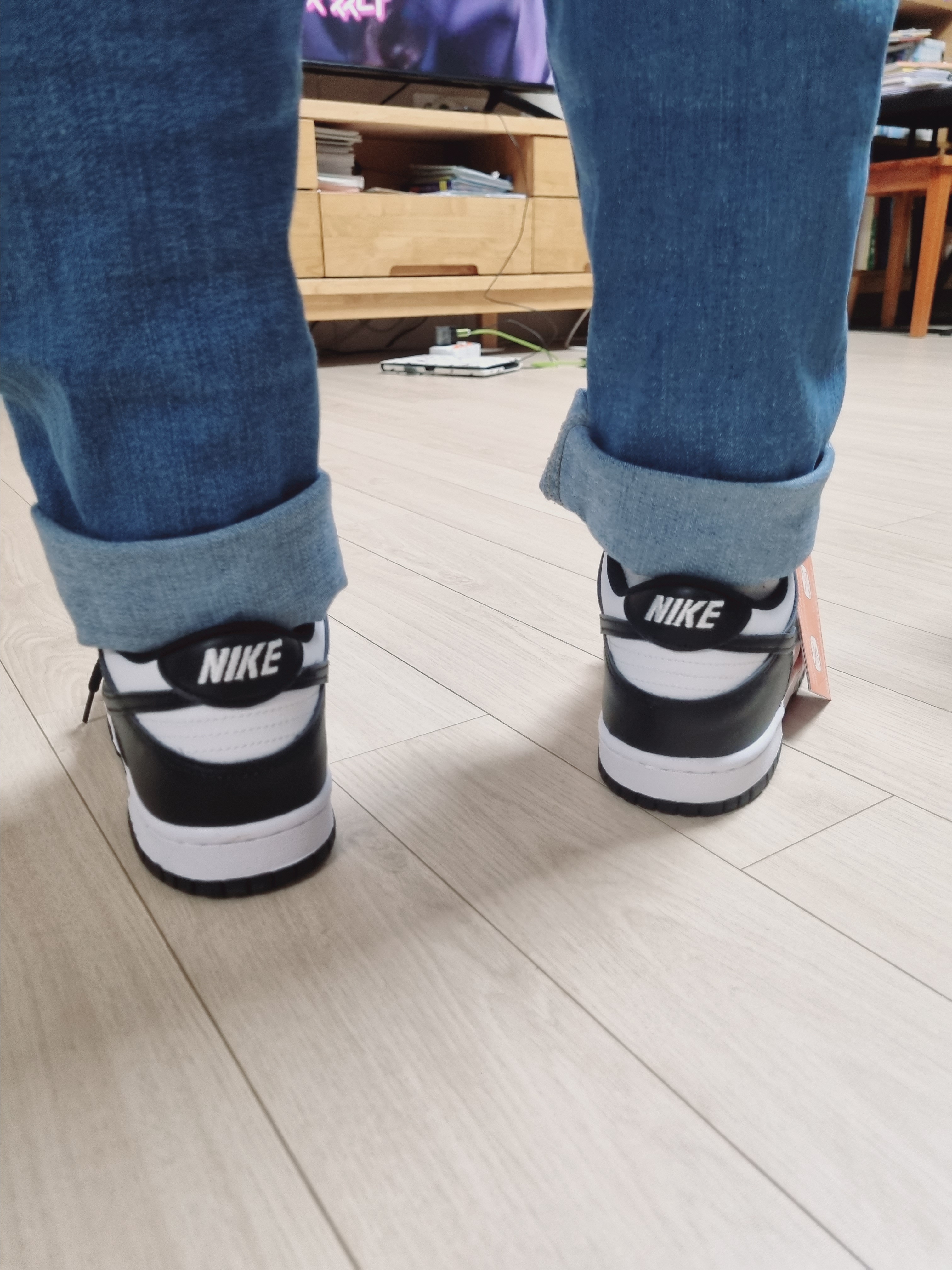 Nike Dunk Low Retro Black, (GS) Nike Dunk Low Black 착용 스타일 - 5