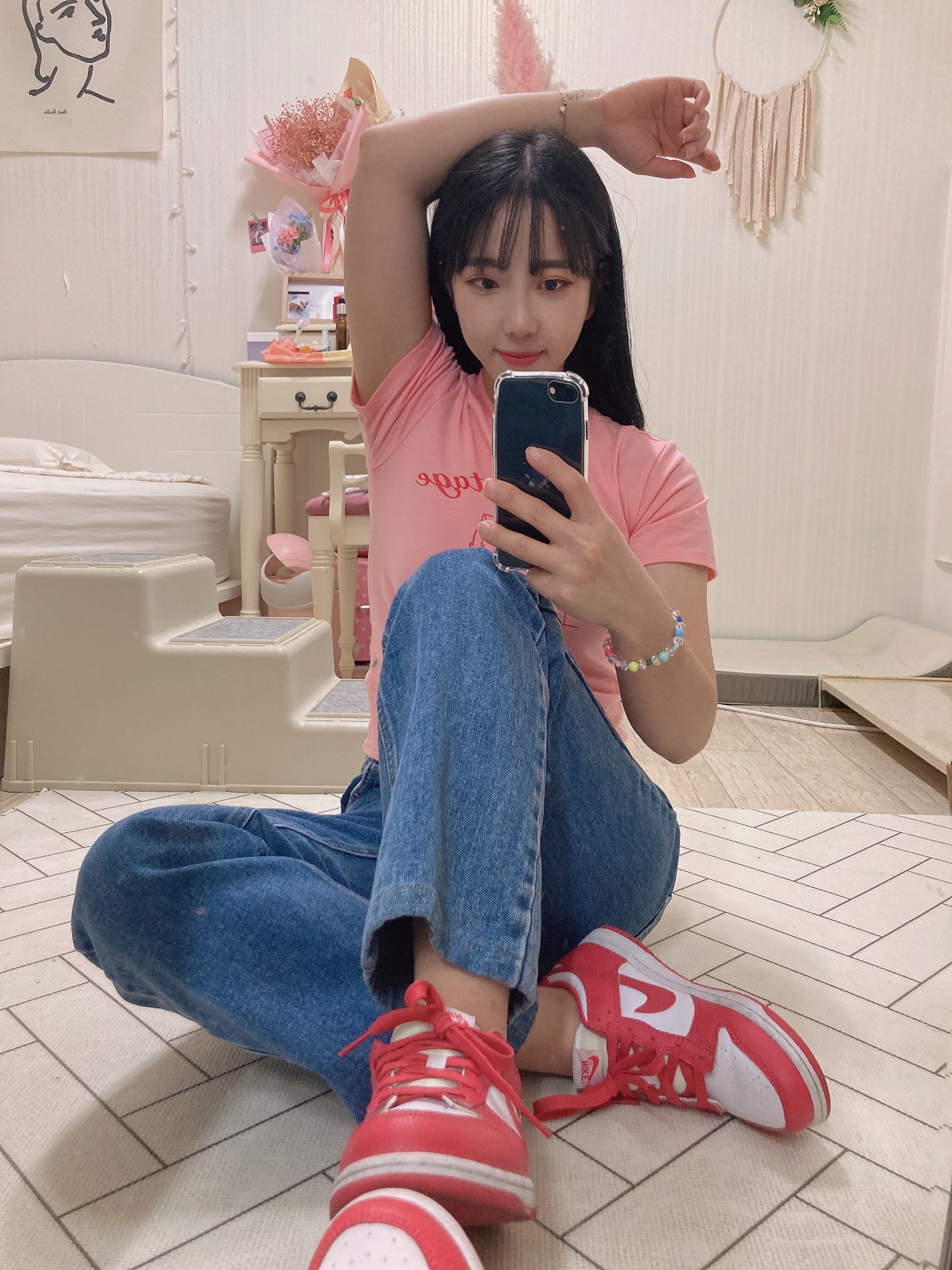 (W) Nike Dunk Low Archeo Pink 착용 스타일 - 3
