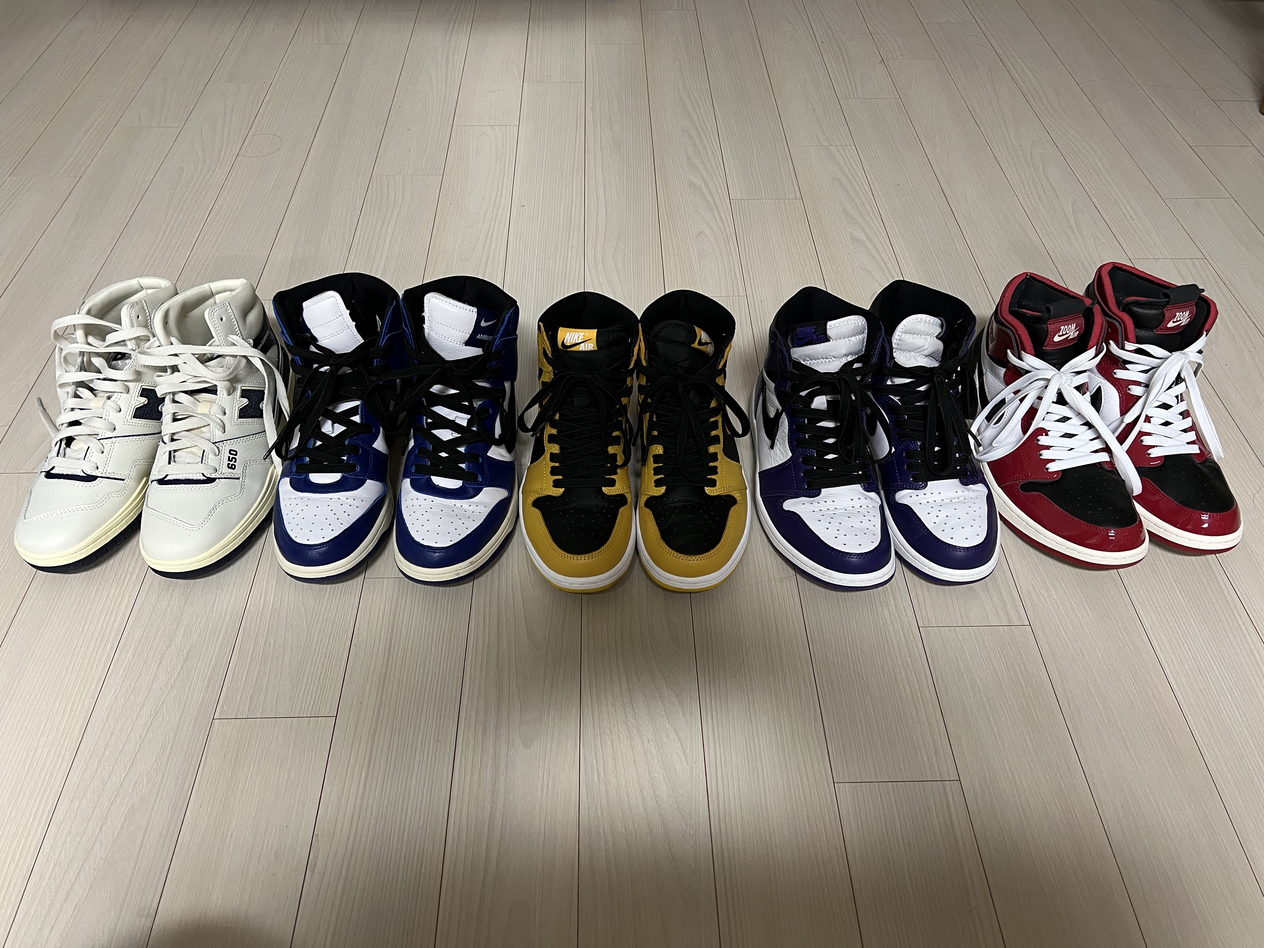 New Balance x Aime Leon Dore 650R White Navy, Nike x Ambush Dunk High Deep Royal Blue 착용 스타일