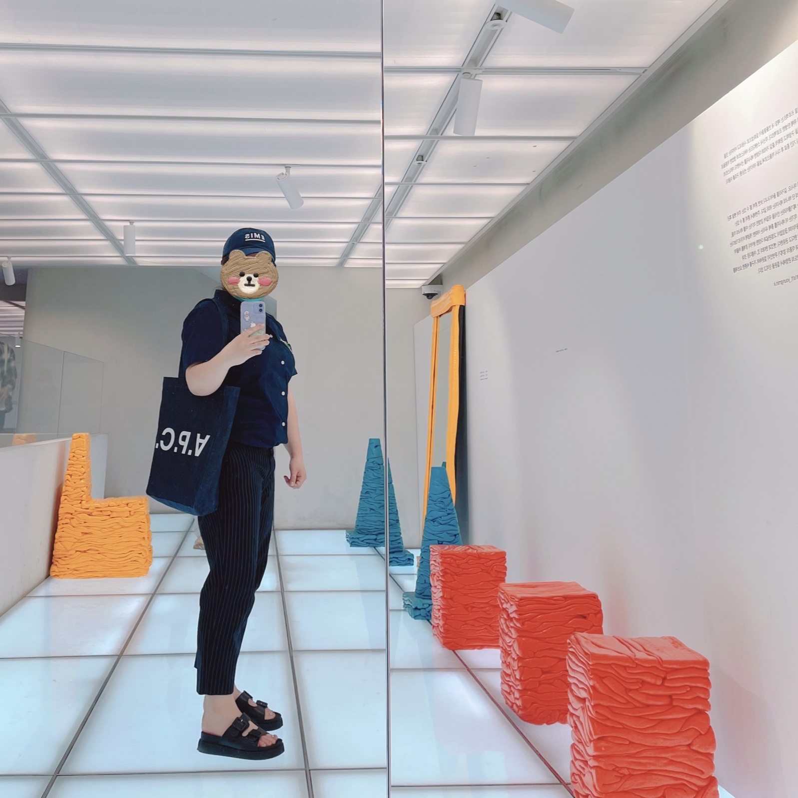 A.P.C. Laure Tote Bag Blue 착용 스타일