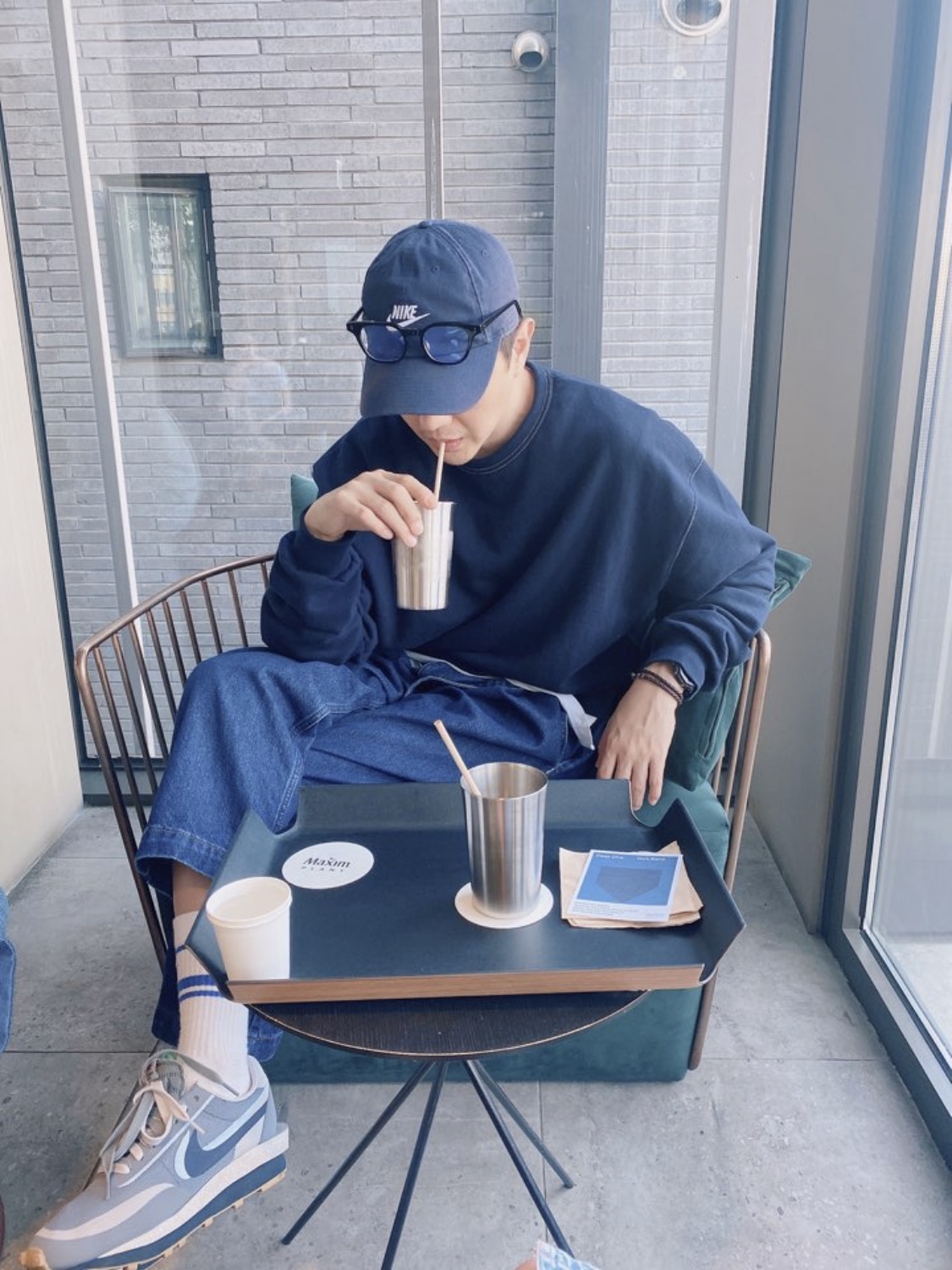 Nike x Sacai x Clot LDWaffle Cool Grey 착용 스타일 - 1