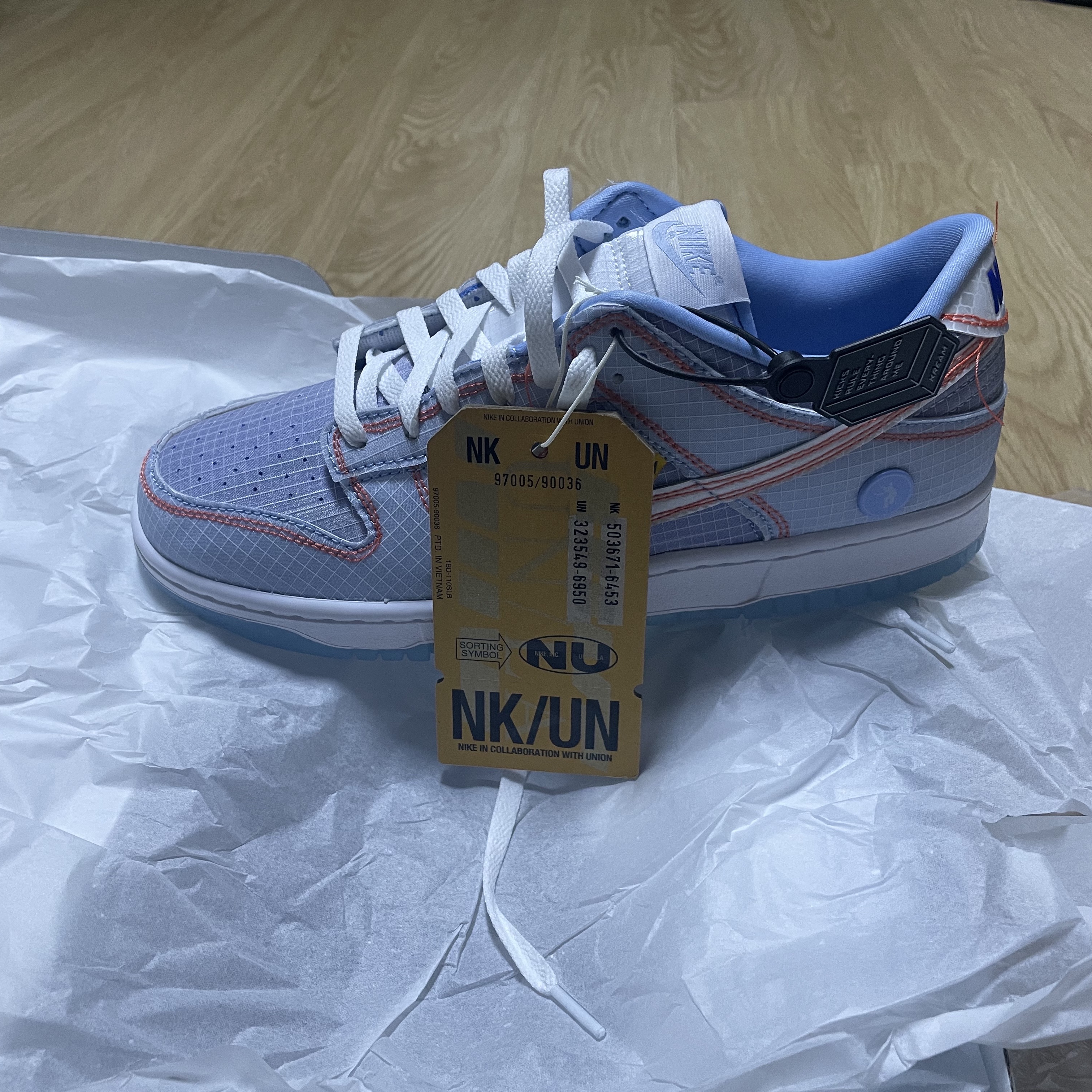 Nike x Union Dunk Low Passport Pack Argon, Nike x Sacai x Clot LDWaffle Cool Grey 착용 스타일 - 2