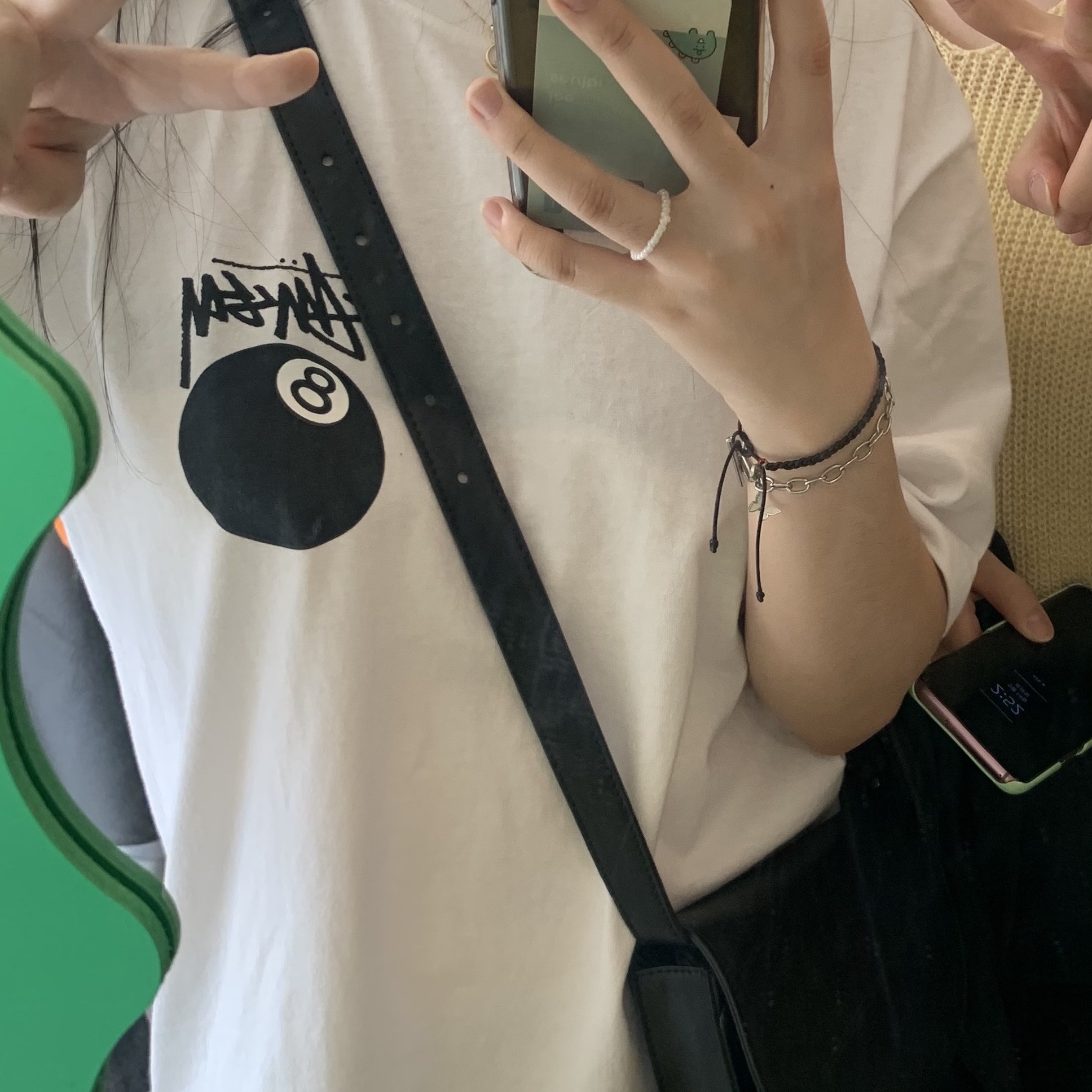 Stussy 8 Ball T-Shirt White - 22SS 착용 스타일 - 1