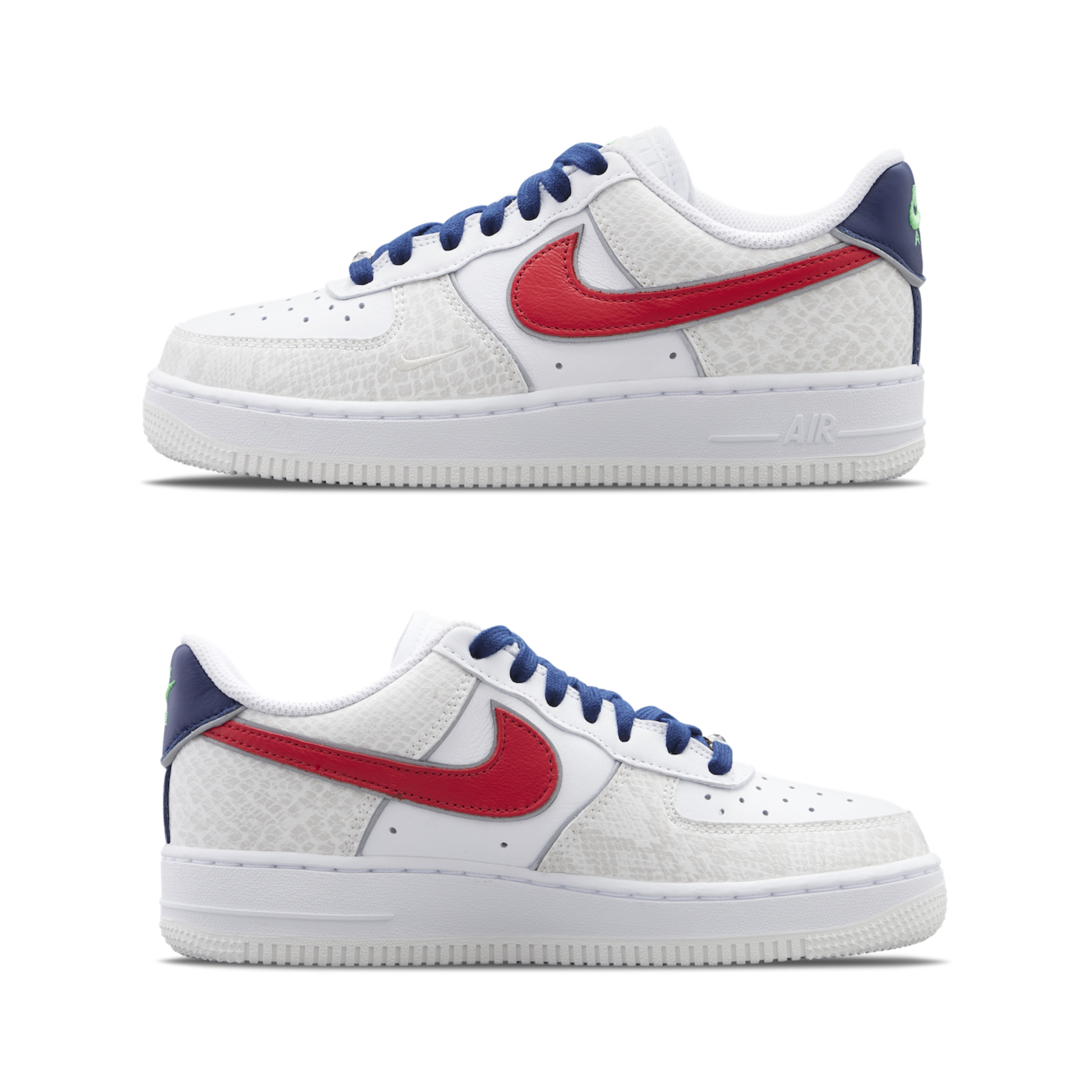 Nike Air Force 1 Low White Red Midsole, Nike Air Force 1 Low Retro Cocoa Snake 2018 착용 스타일 - 3