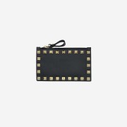 Valentino Rockstud Card Holder with Zipper Black