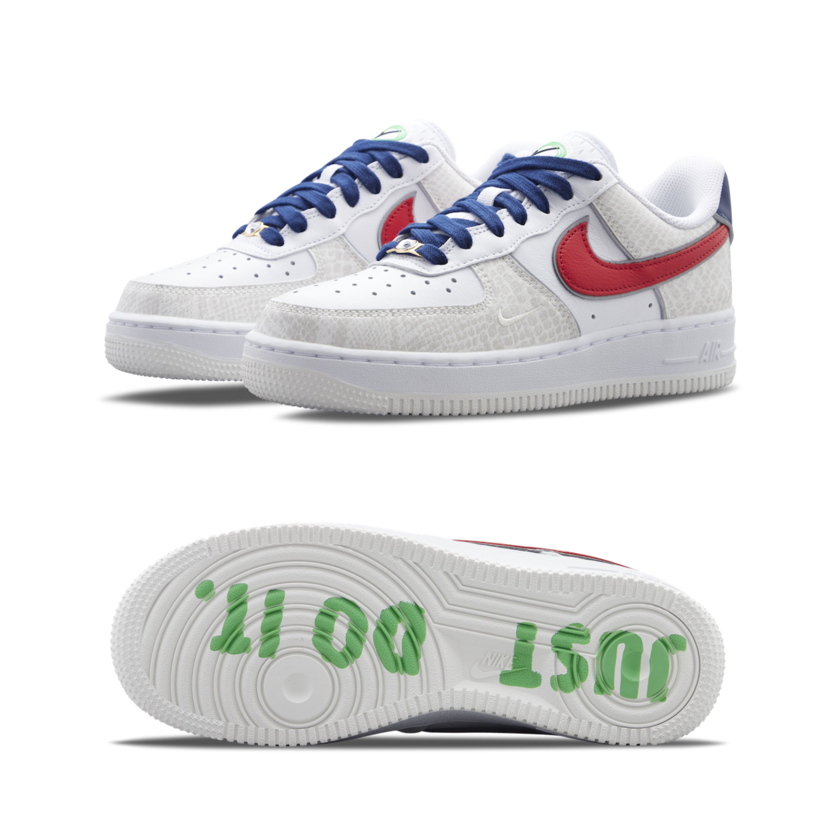 Nike Air Force 1 Low White Red Midsole, Nike Air Force 1 Low Retro Cocoa Snake 2018 착용 스타일 - 2