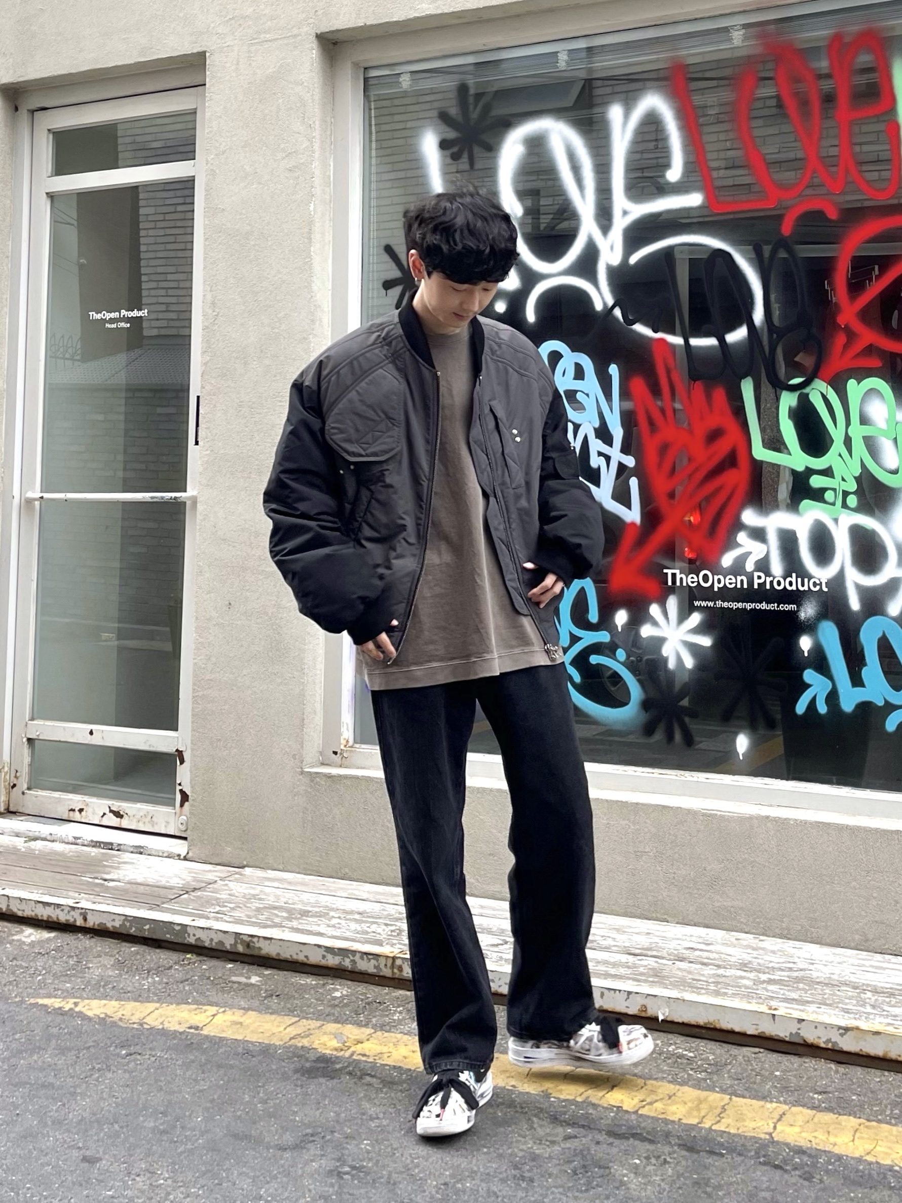 Nike x Peaceminusone Air Force 1 Low Para-Noise 2.0, Undermycar Ababell Multi Flap Oversized Bomber Balsam Green - 22SS 착용 스타일