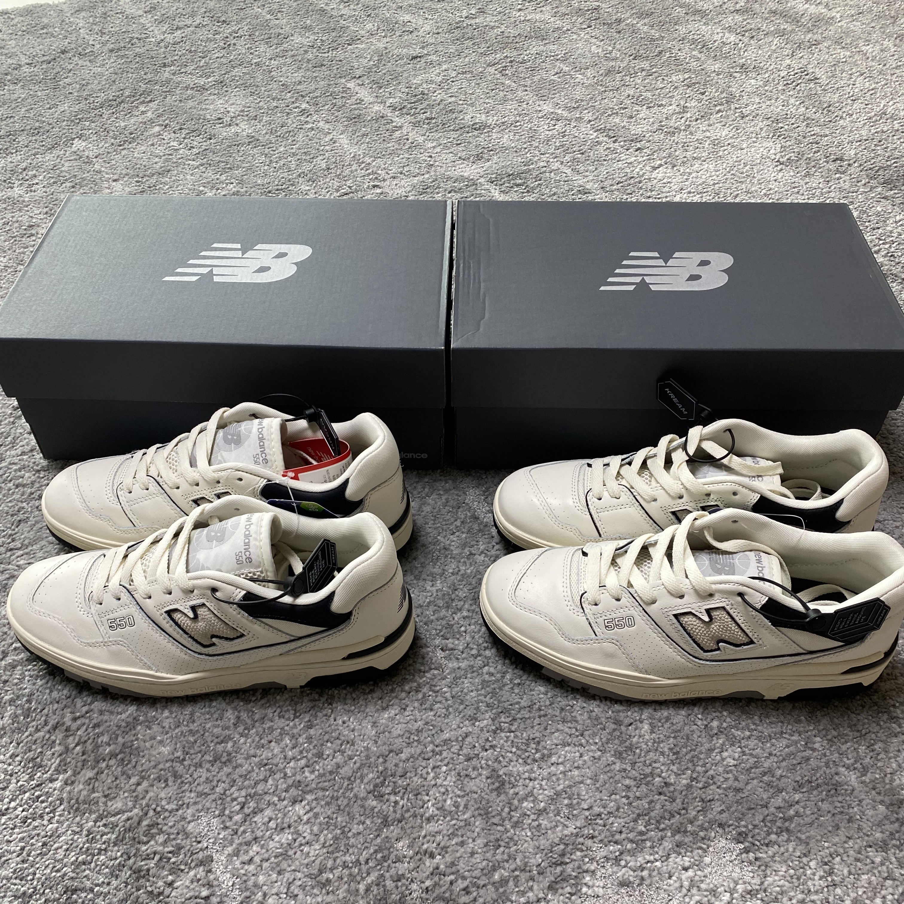 New Balance 550 White Grey - 2E Wide 착용 스타일 - 2