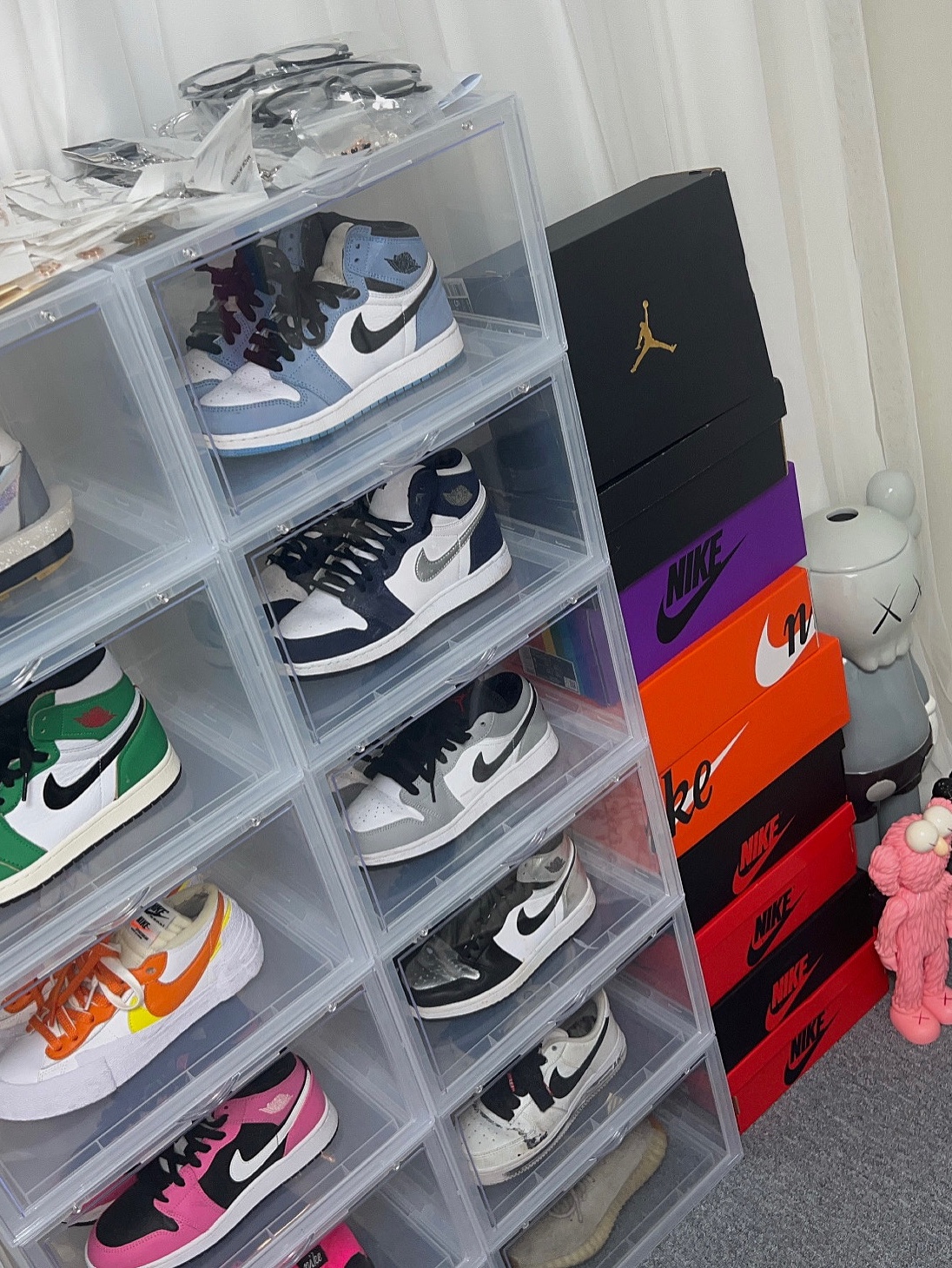 Nike x Sacai x Clot LDWaffle Cool Grey, (GS) Jordan 1 Retro High OG University Blue μ°©μ© μ€νμΌ