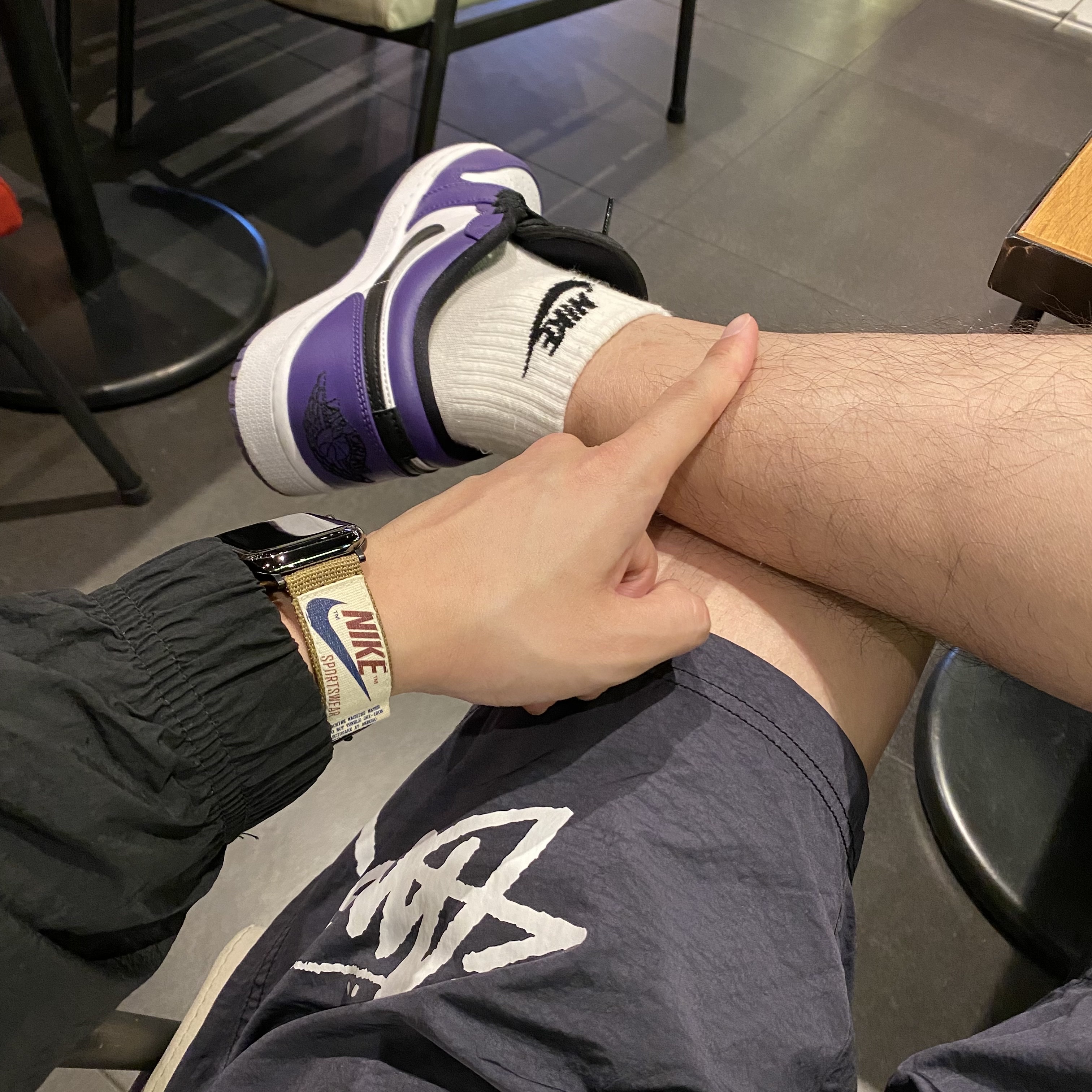 Nike x Stussy Water Shorts Off Noir, Jordan 1 Low Court Purple 2020 착용 스타일
