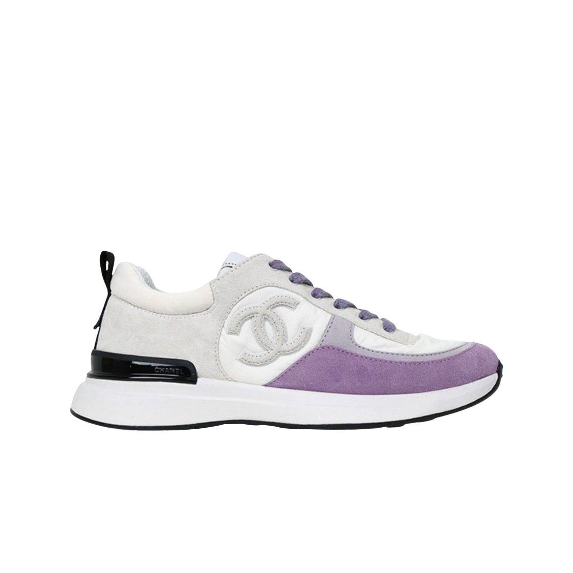 (W) Chanel Sneakers Fabric Suede Calfskin & White Light Grey Purple 상세 이미지 1