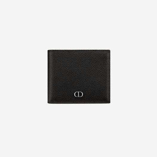 디올 컴팩트 지갑 그레인드 카프스킨 & CD 아이콘 시그니쳐 블랙