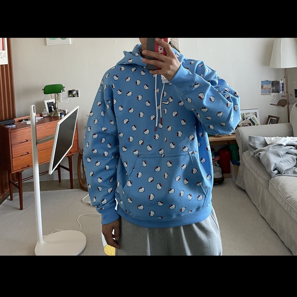 Nike x Hello Kitty NRG Fleece Hoodie Blue - Asia 착용 스타일