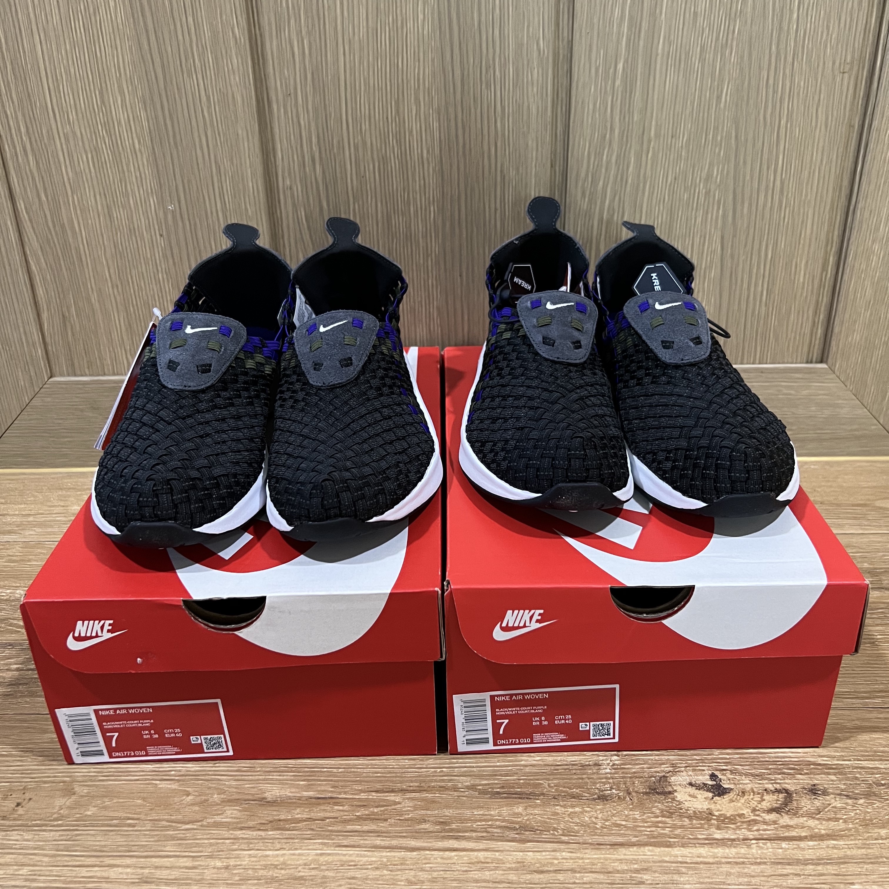 Nike Air Woven Black Court Purple 착용 스타일 - 1