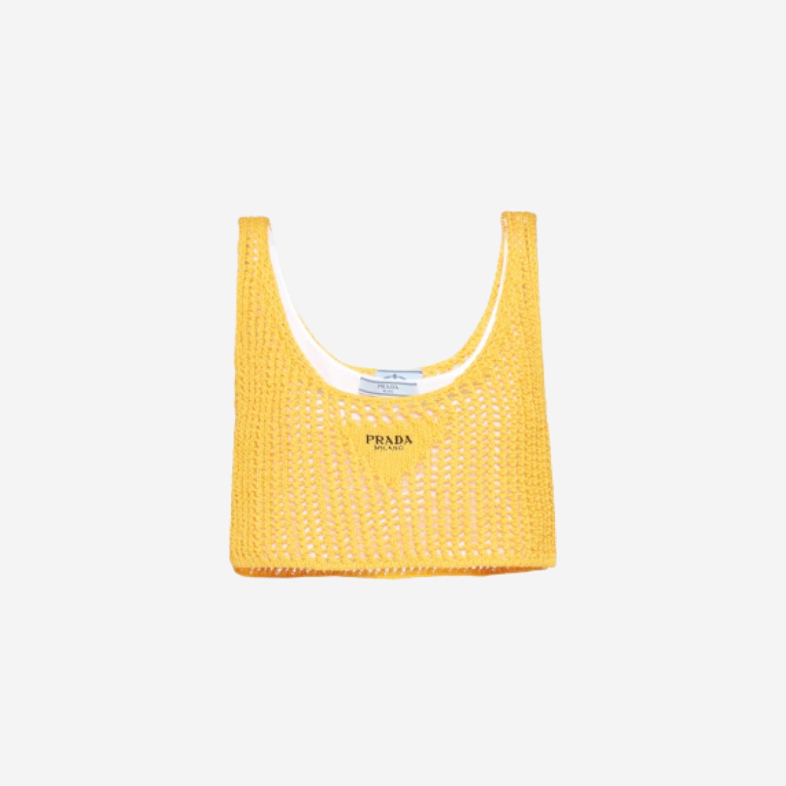 (W) Prada Openwork Cotton Crop Top Sunny Yellow 상세 이미지 1