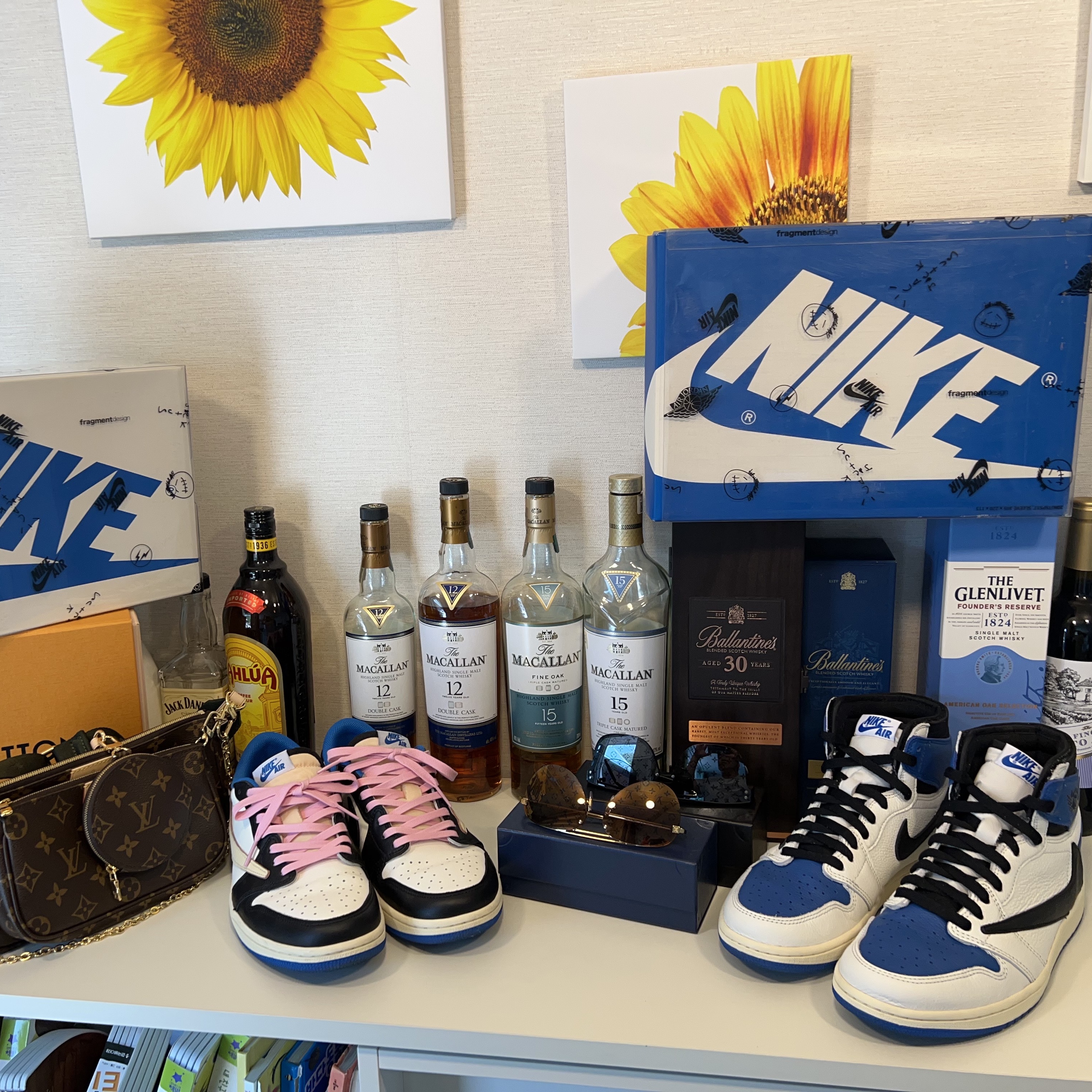 Jordan 1 x Travis Scott x Fragment Retro Low OG SP Military Blue, Jordan 1 x Travis Scott x Fragment Retro High OG SP Military Blue 착용 스타일 - 1