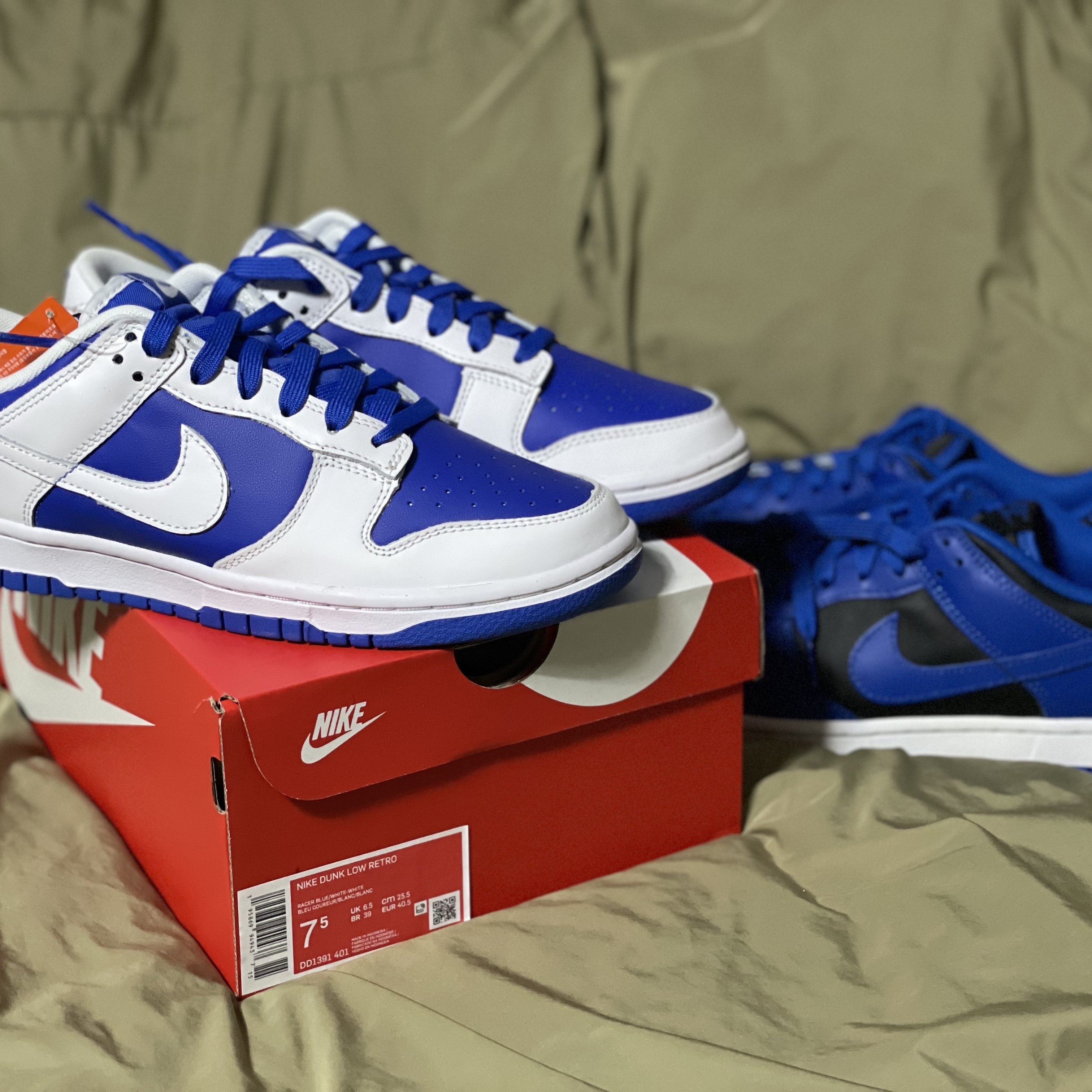 Nike Dunk Low Retro Racer Blue and White, Nike Dunk Low Retro Hyper Cobalt 착용 스타일 - 2