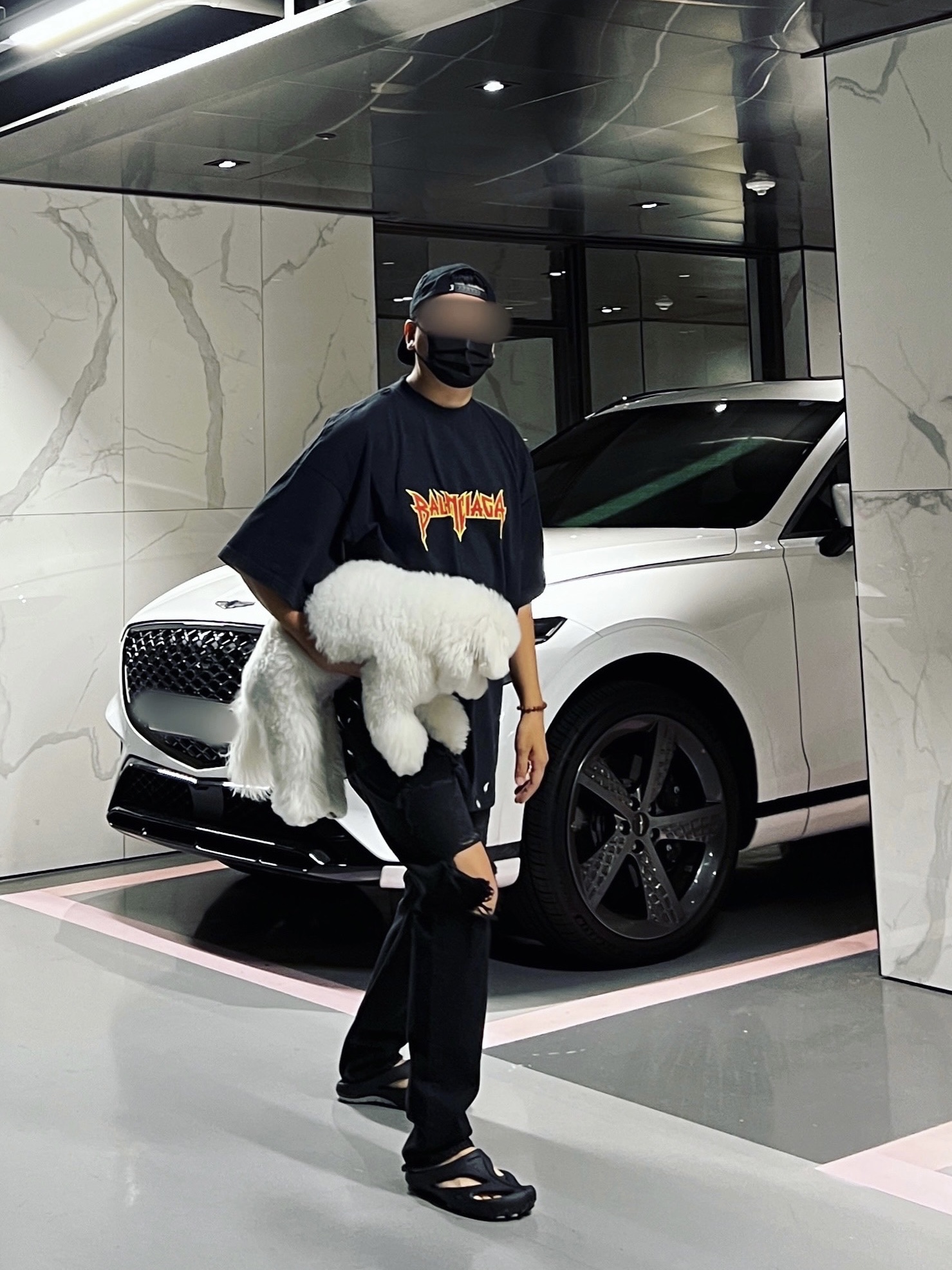Balenciaga Metal Oversized Fit T-Shirt White Vintage 착용 스타일 - 2