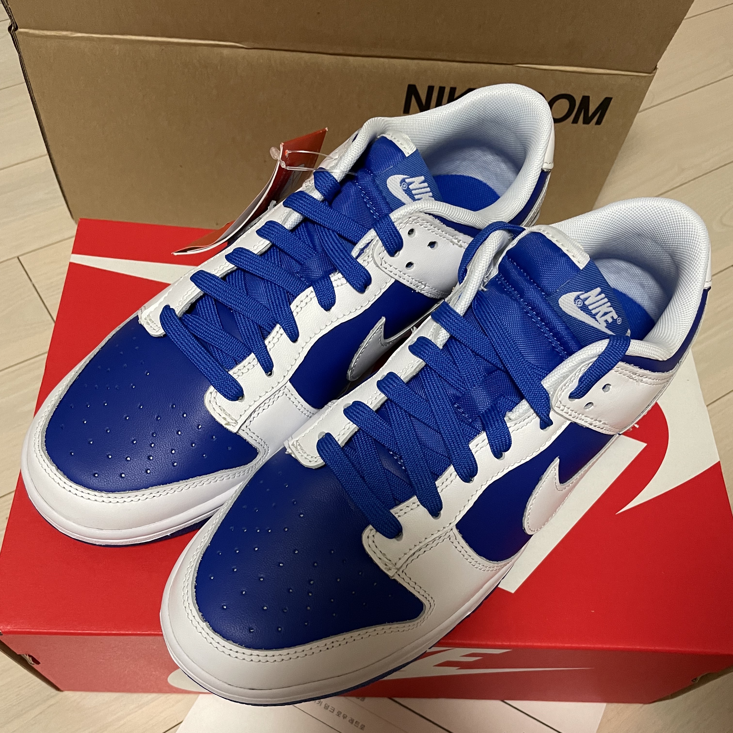 Nike Dunk Low Retro Racer Blue and White 착용 스타일 - 1