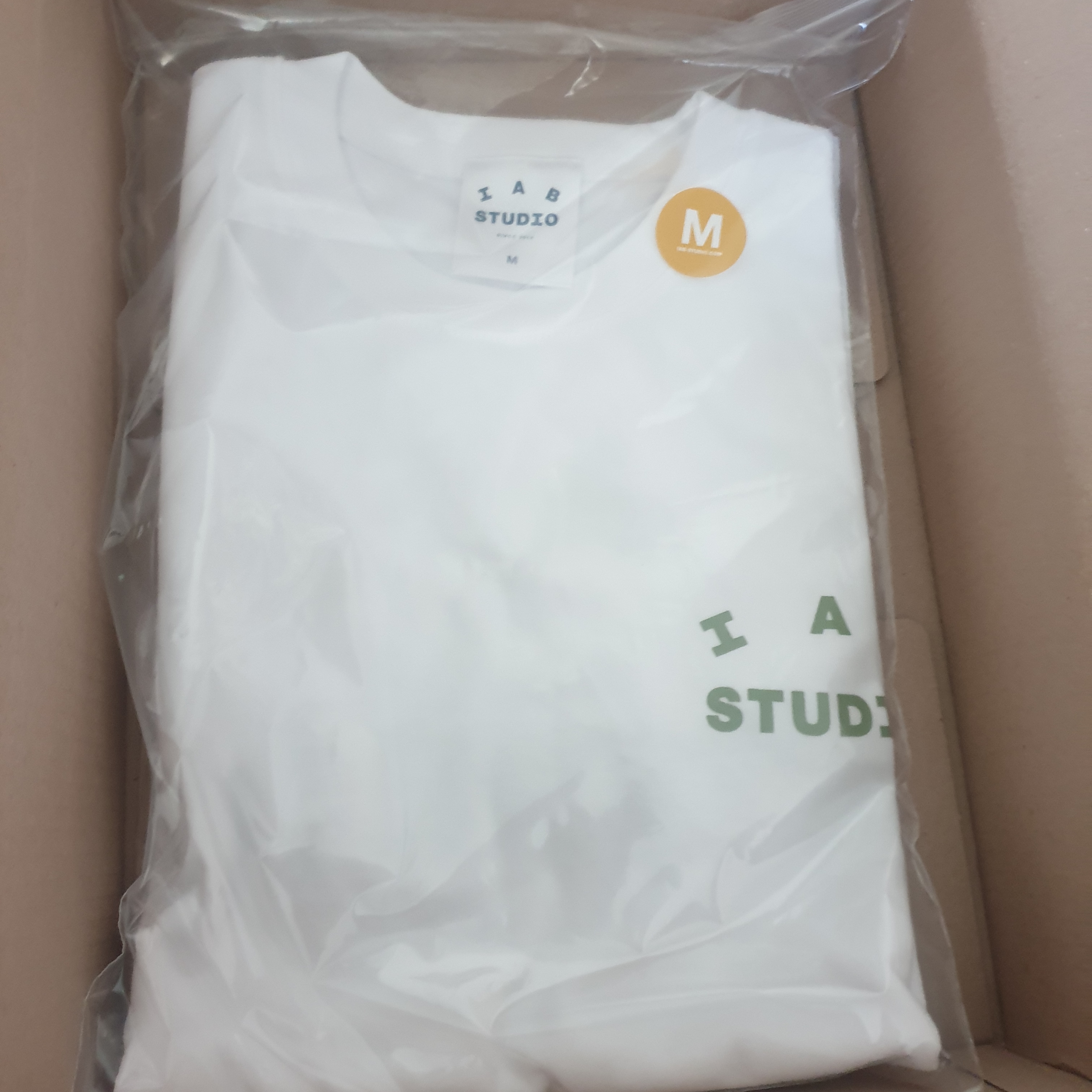 IAB Studio T-Shirt White Light Green 착용 스타일