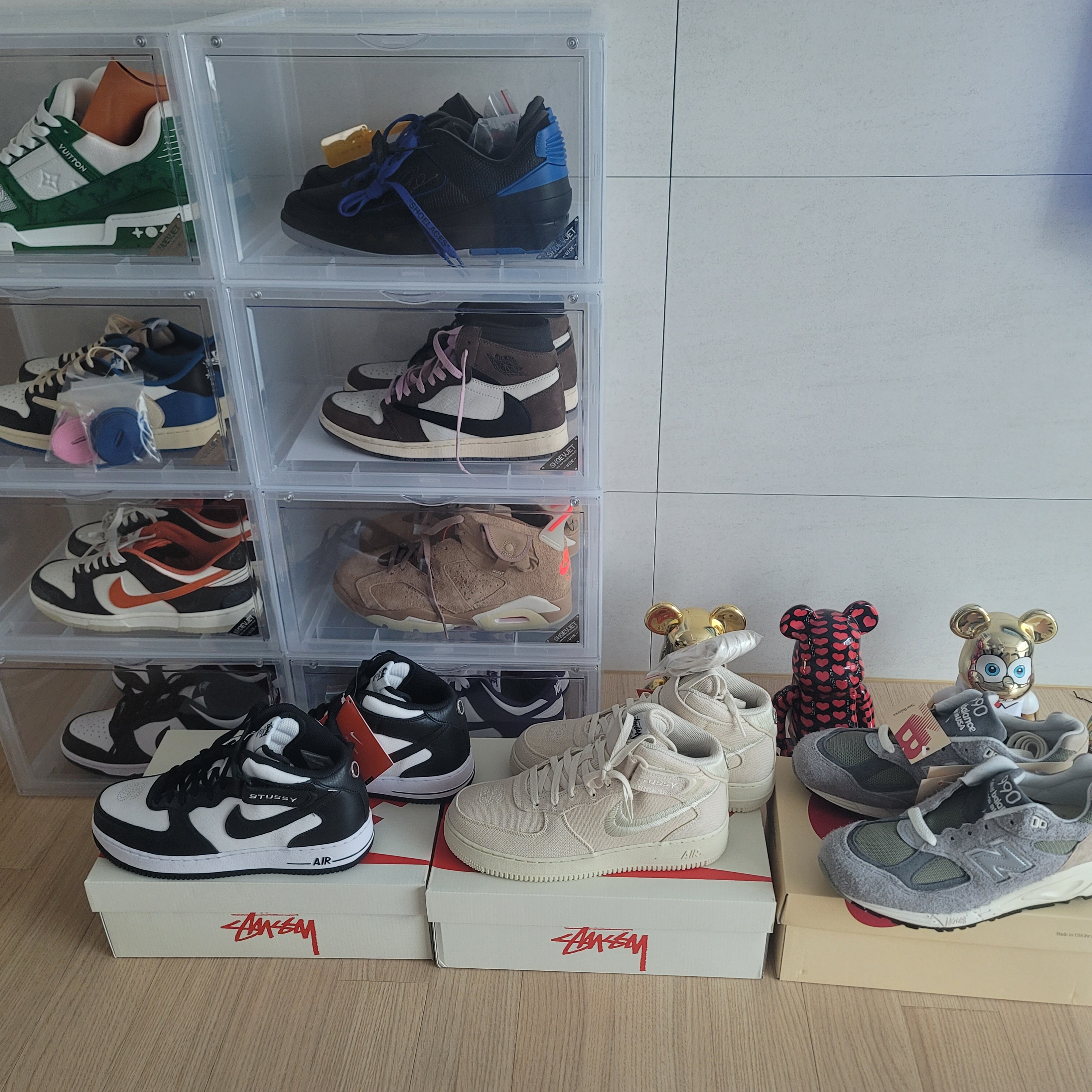Nike x Stussy Air Force 1 '07 Mid SP Black and Light Bone, Nike x Stussy Air Force 1 '07 Mid SP Fossil 착용 스타일