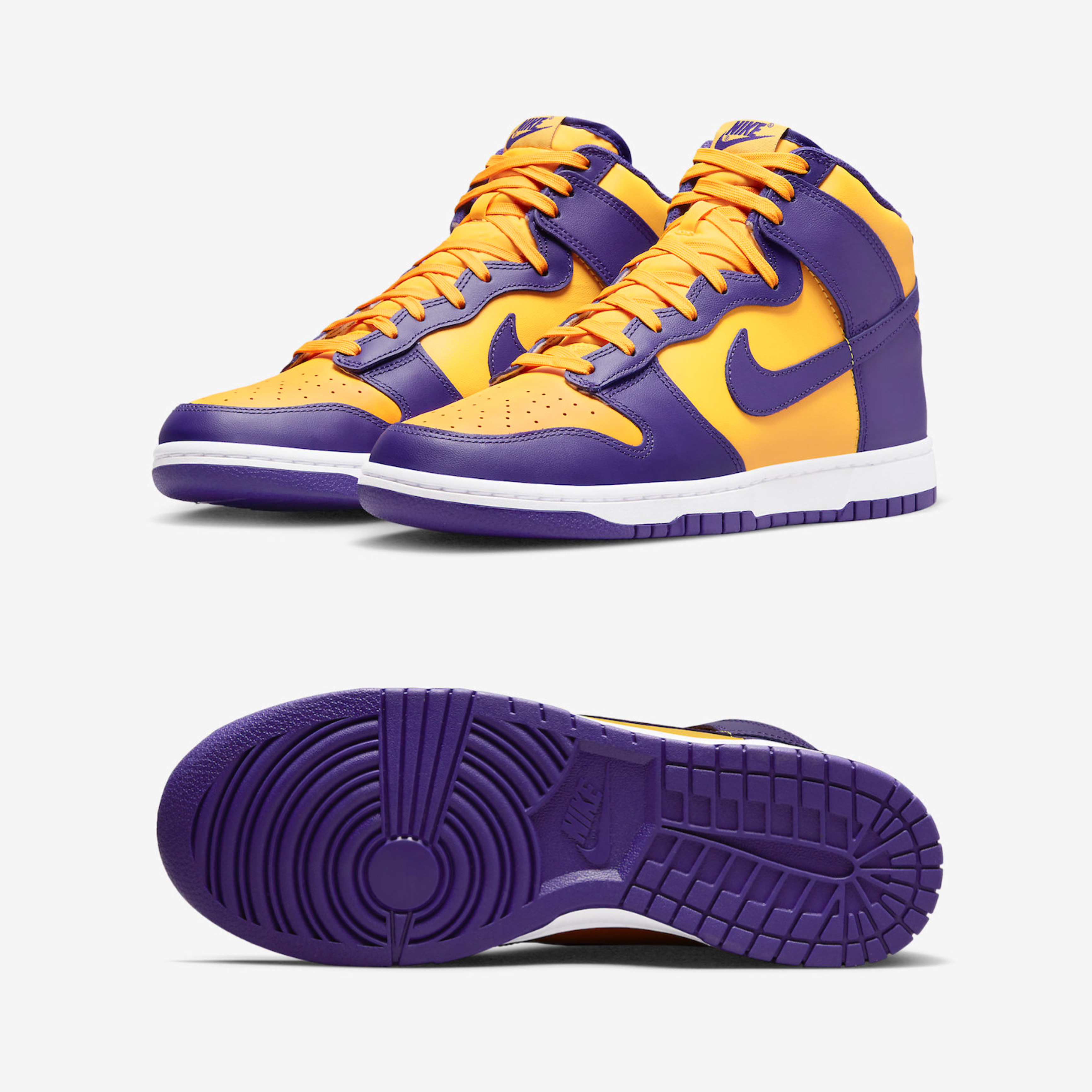 Nike Dunk High Retro University Gold Court Purple 착용 스타일 - 2