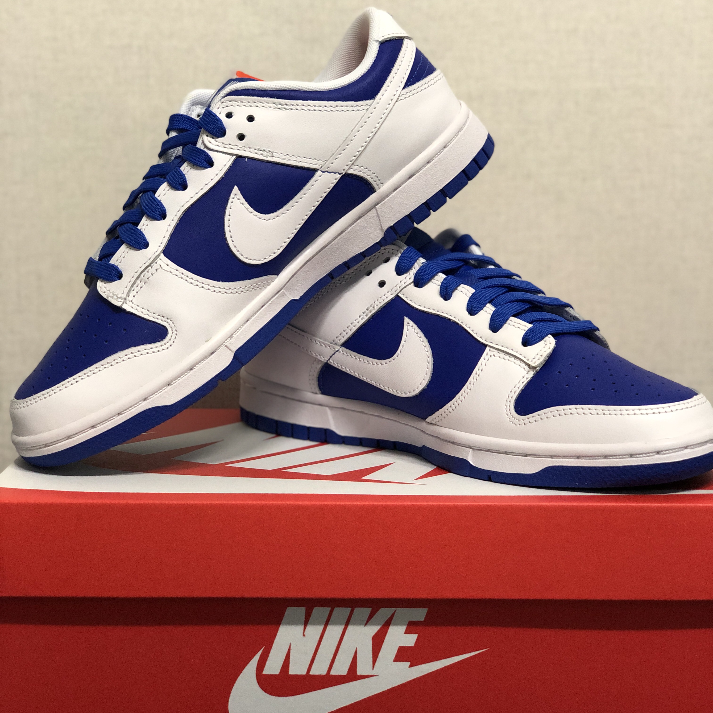 Nike Dunk Low Retro Racer Blue and White 착용 스타일 - 1