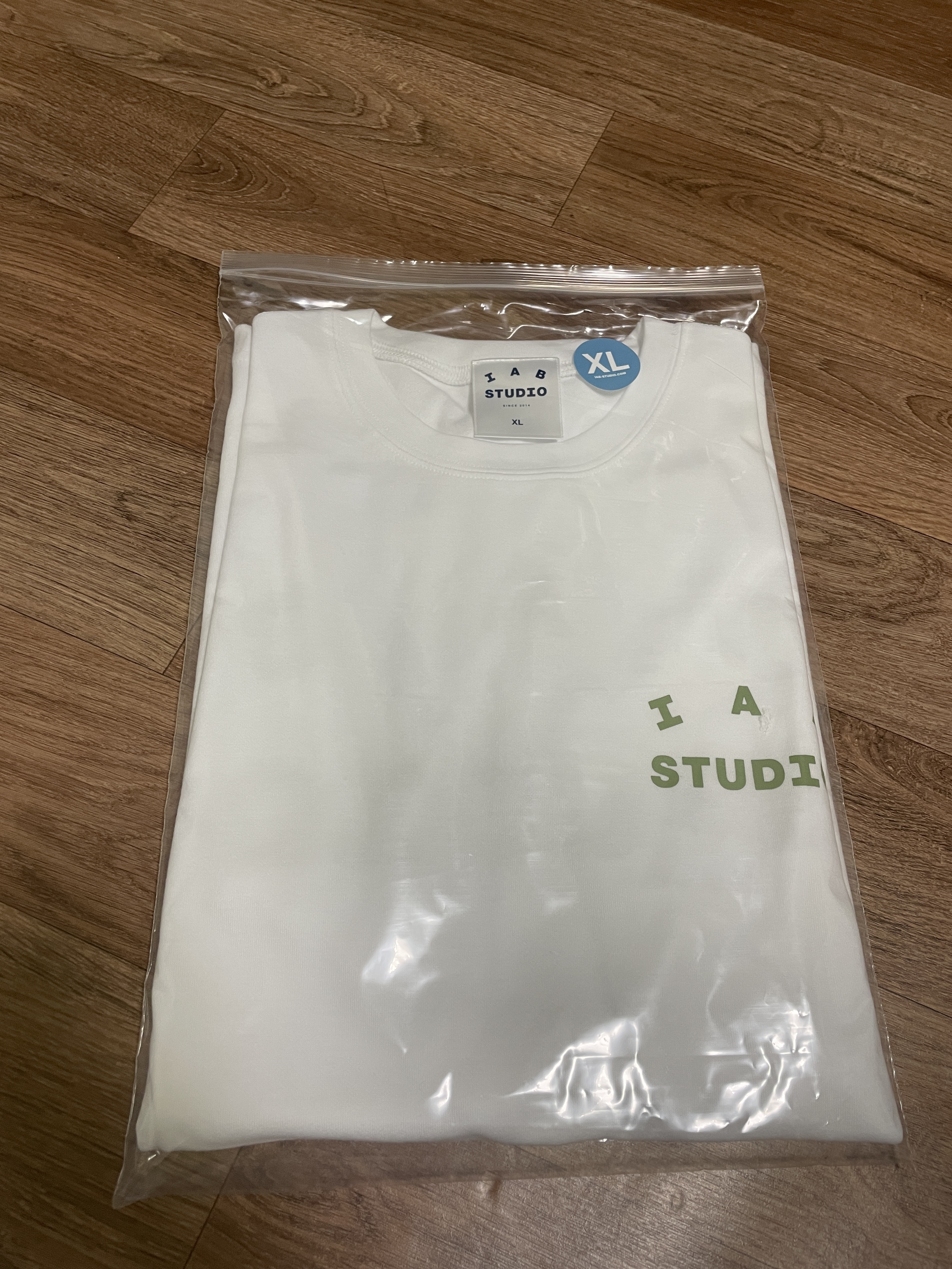 IAB Studio T-Shirt White Light Green 착용 스타일
