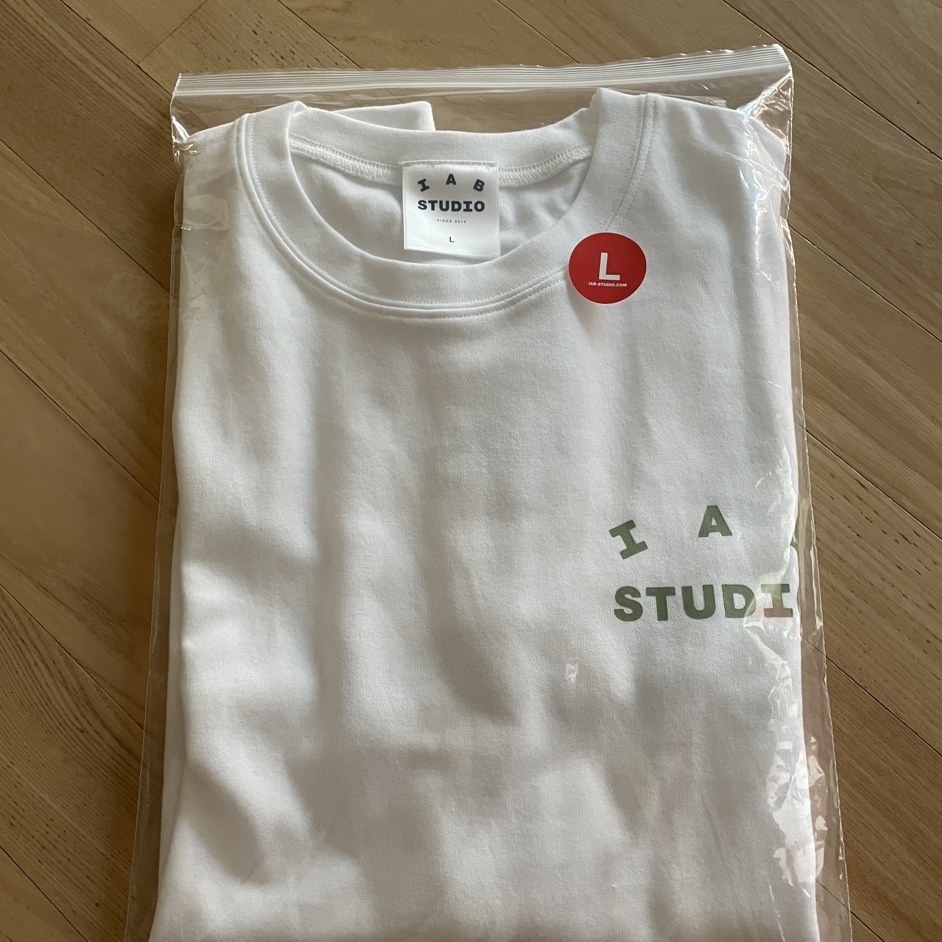IAB Studio T-Shirt White Light Green 착용 스타일