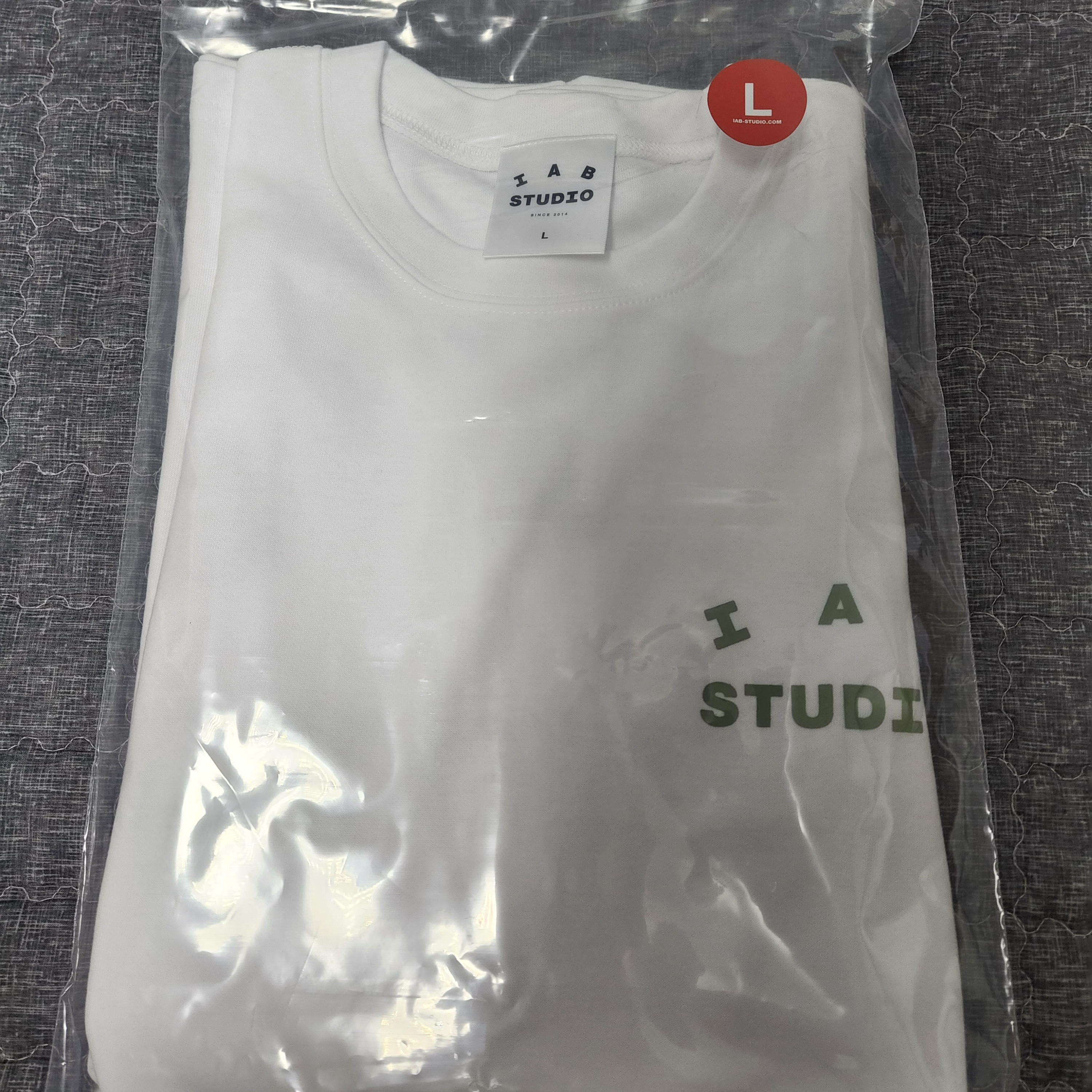 IAB Studio T-Shirt White Light Green 착용 스타일